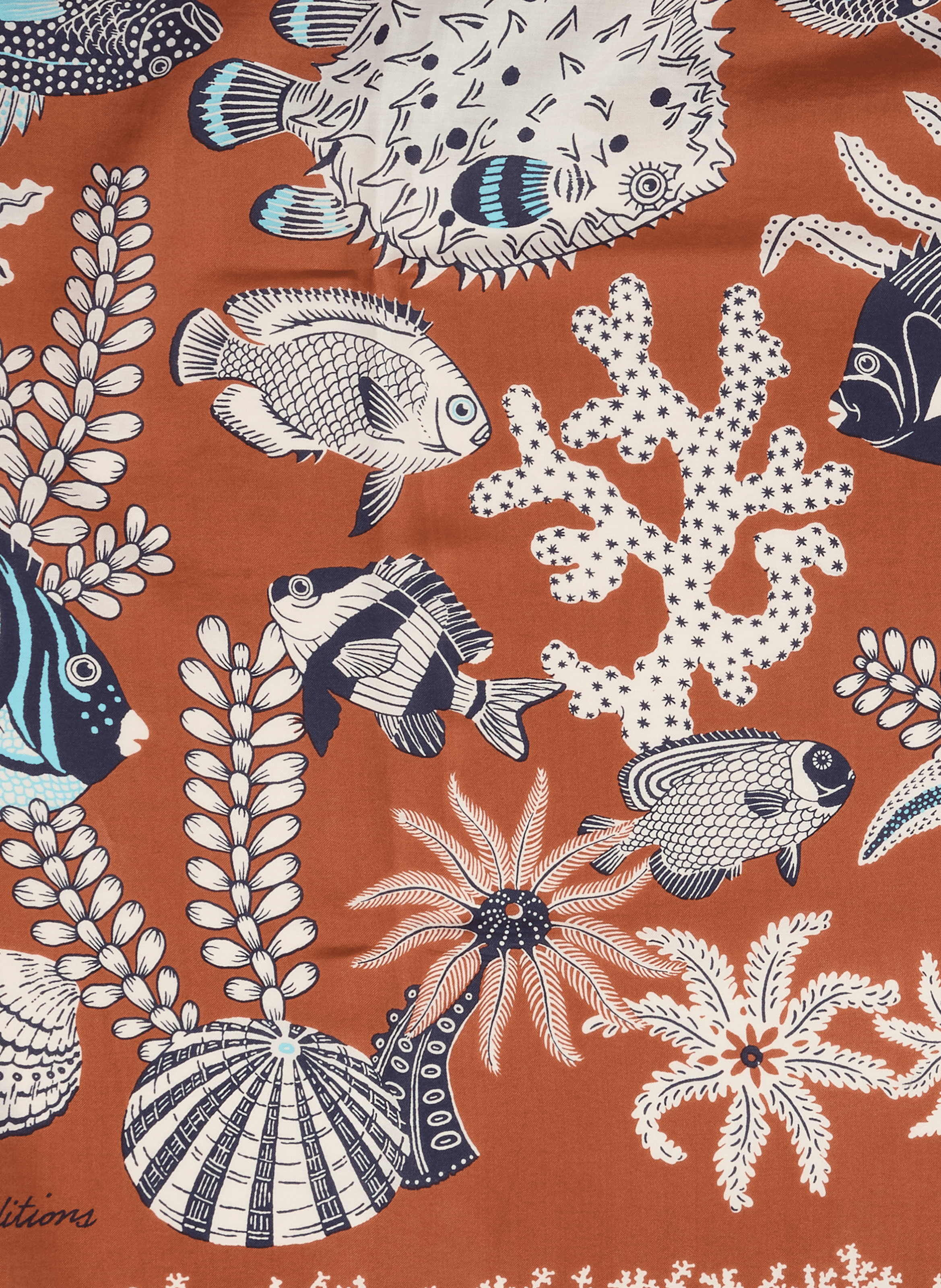 Pañuelo cuadrado Neptune de algodón y seda INOUITOOSH Marrón