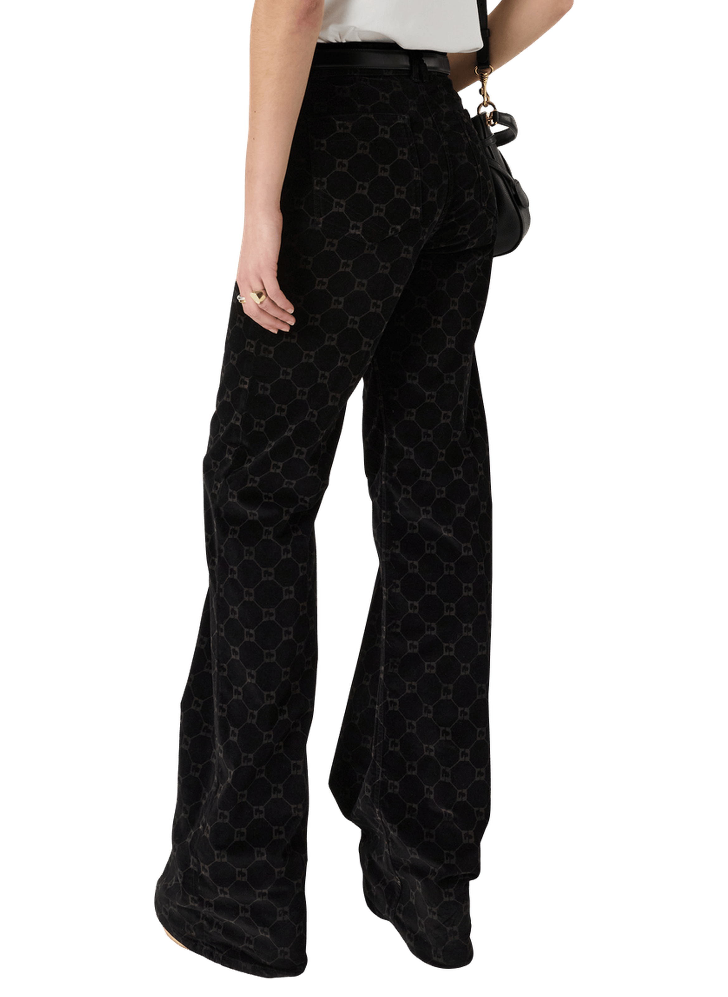 Pantalon flare en velours à monogramme - anna GERARD DAREL Noir
