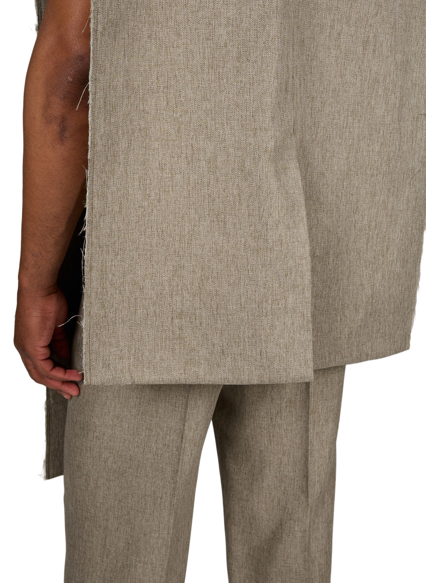 Veste asymétrique sans manches bords effilochés SEAN SUEN Gris