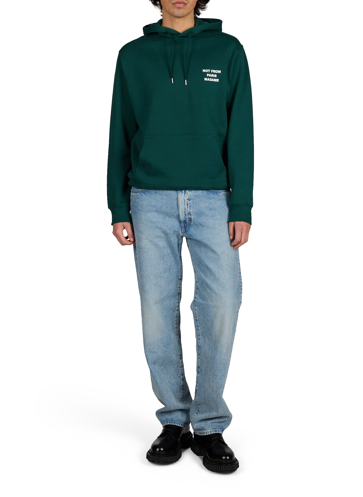 Hoodie ample Slogan en coton molleton DROLE DE MONSIEUR Vert