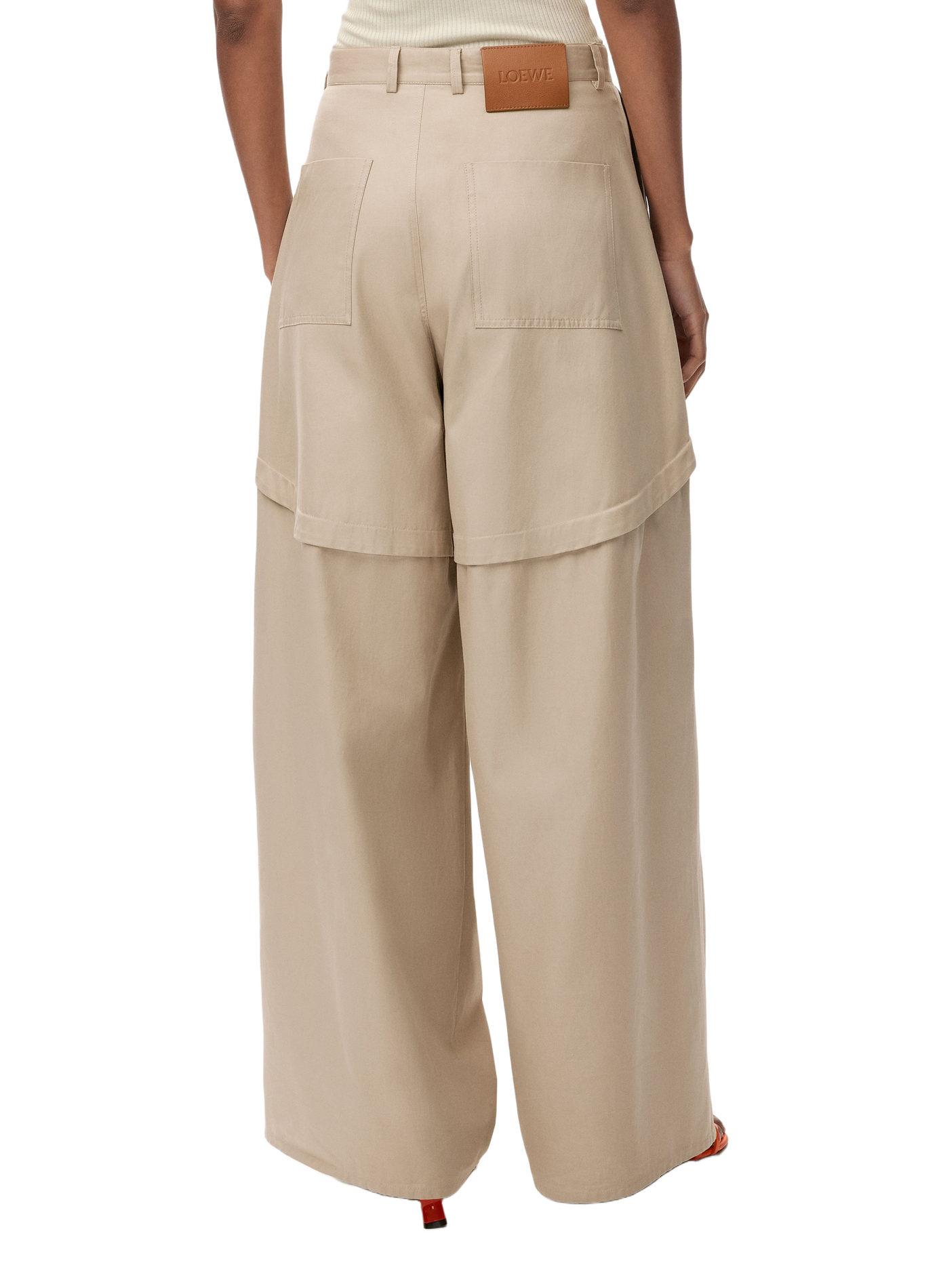 Asymmetrical cotton pants LOEWE Beige