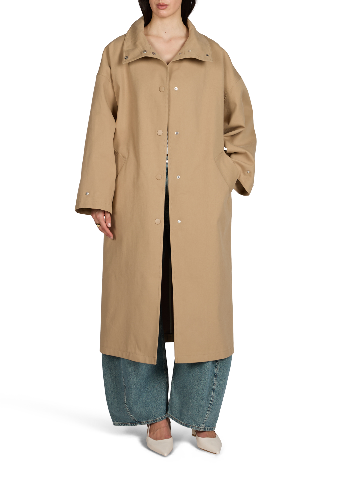 Oversized cotton trench coat TOPSHOP Beige