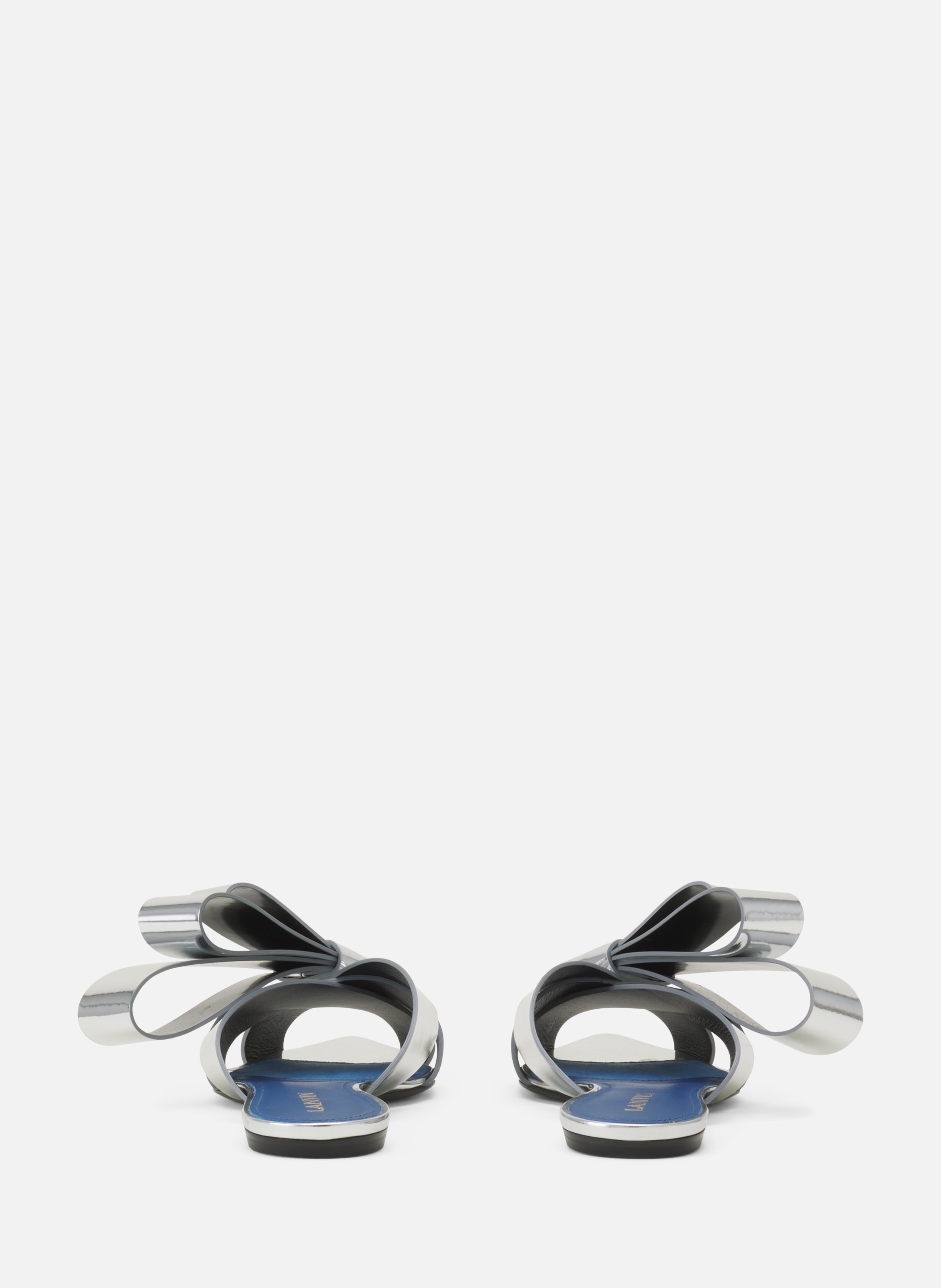 Mule plates cadeau en cuir metallic LANVIN Argent