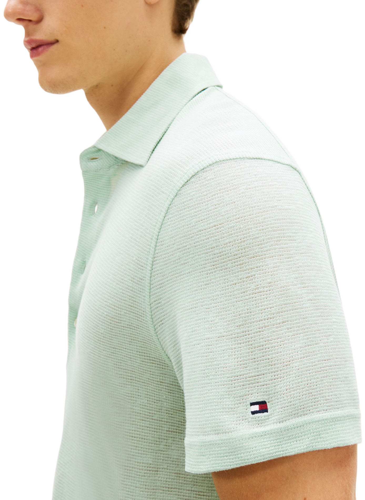 New York Label polo in cotton and linen TOMMY HILFIGER Green