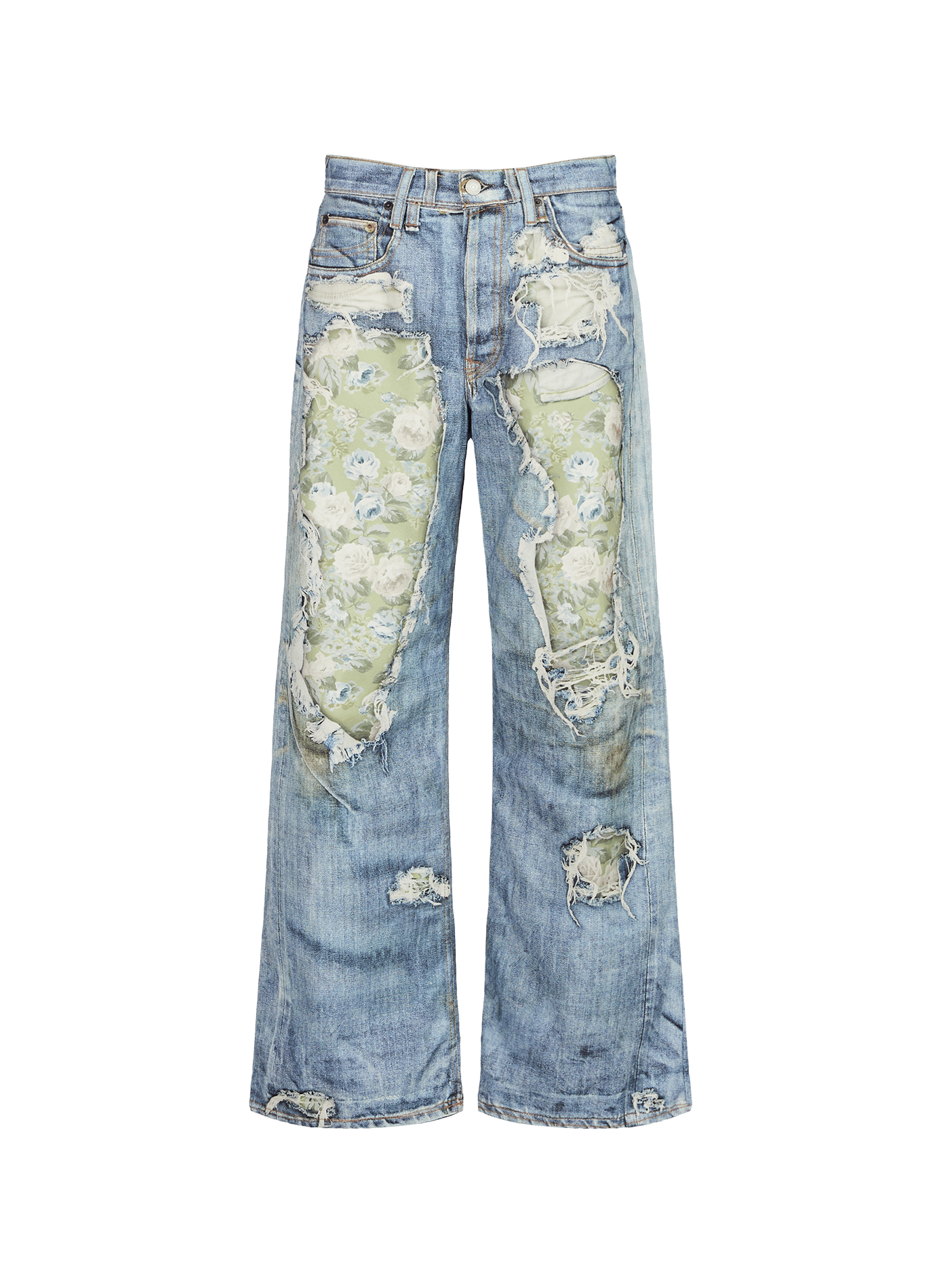 Cotton jeans with flower print effect ACNE STUDIOS Blue