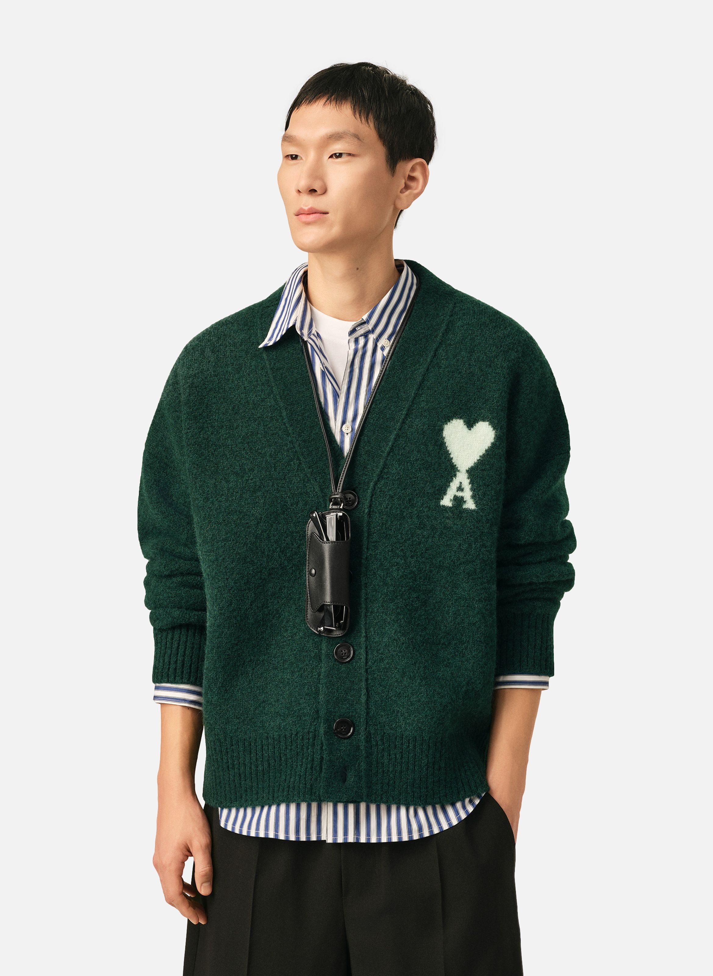 Cardigan unisexe en alpaga ami de coeur AMI PARIS Vert