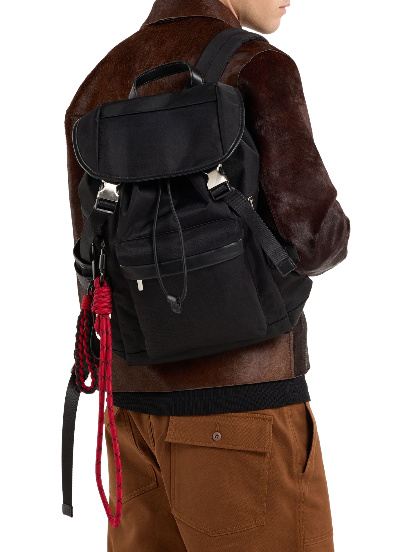 Solid color flap backpack SAISON 1865 Black