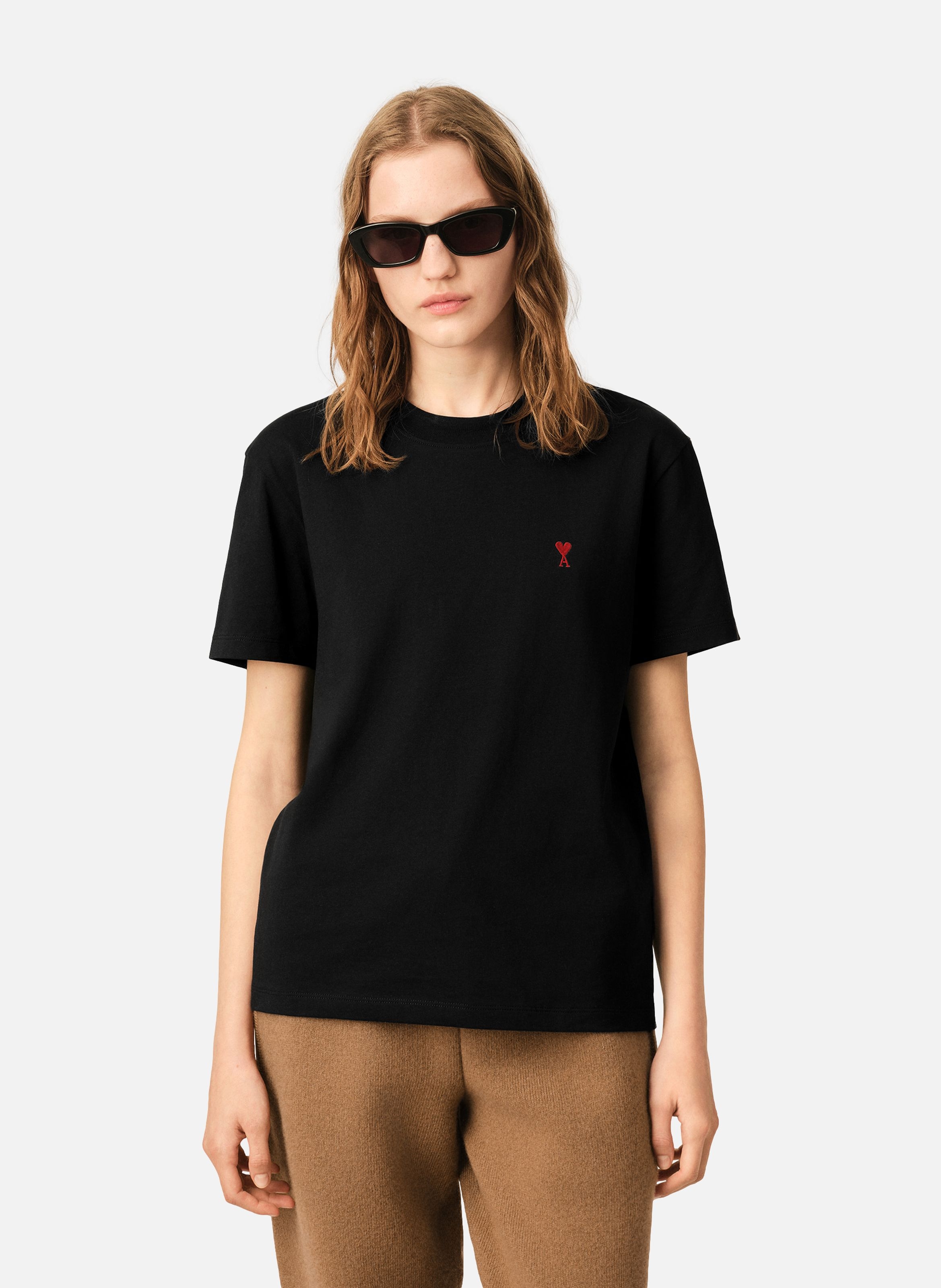 T-shirt ami de coeur rouge unisexe AMI PARIS Noir