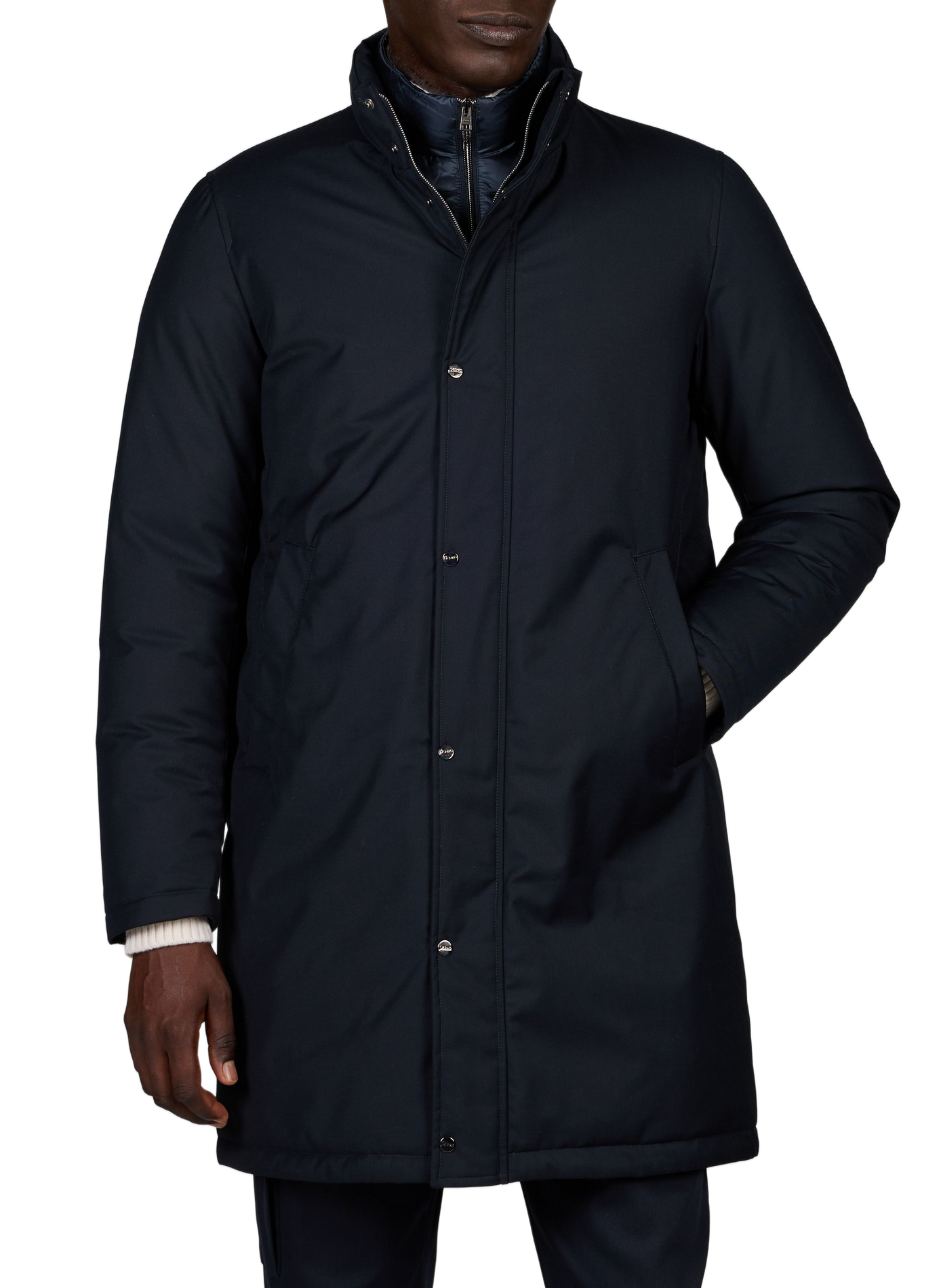 Manteau droit col montant HERNO Bleu