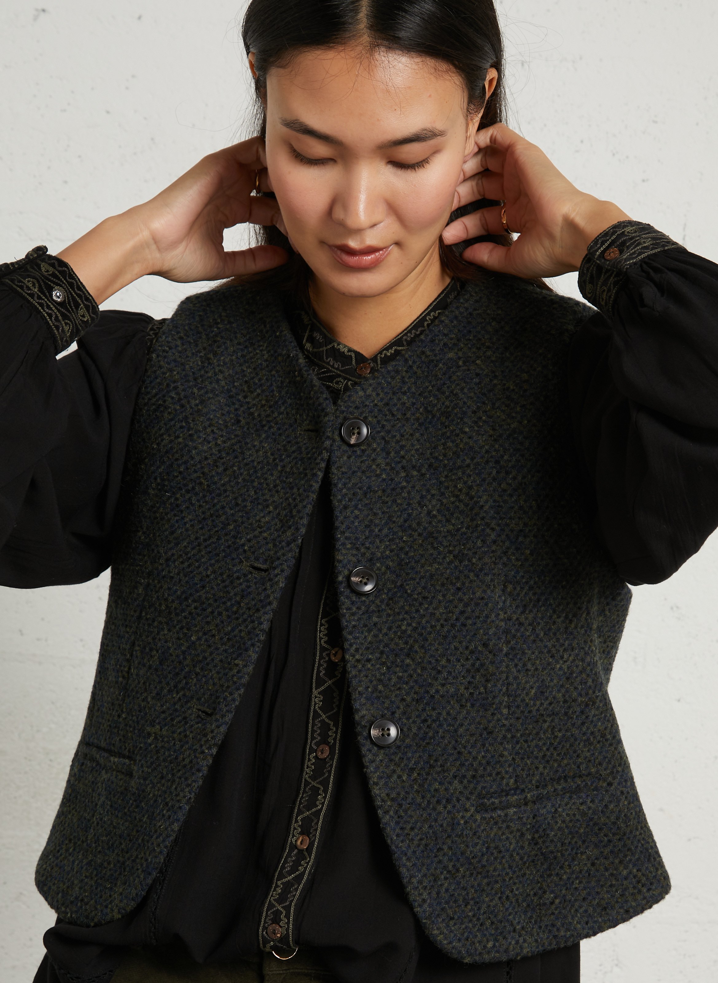 Veste droite en laine mélangée pharell MAISON 123 Vert