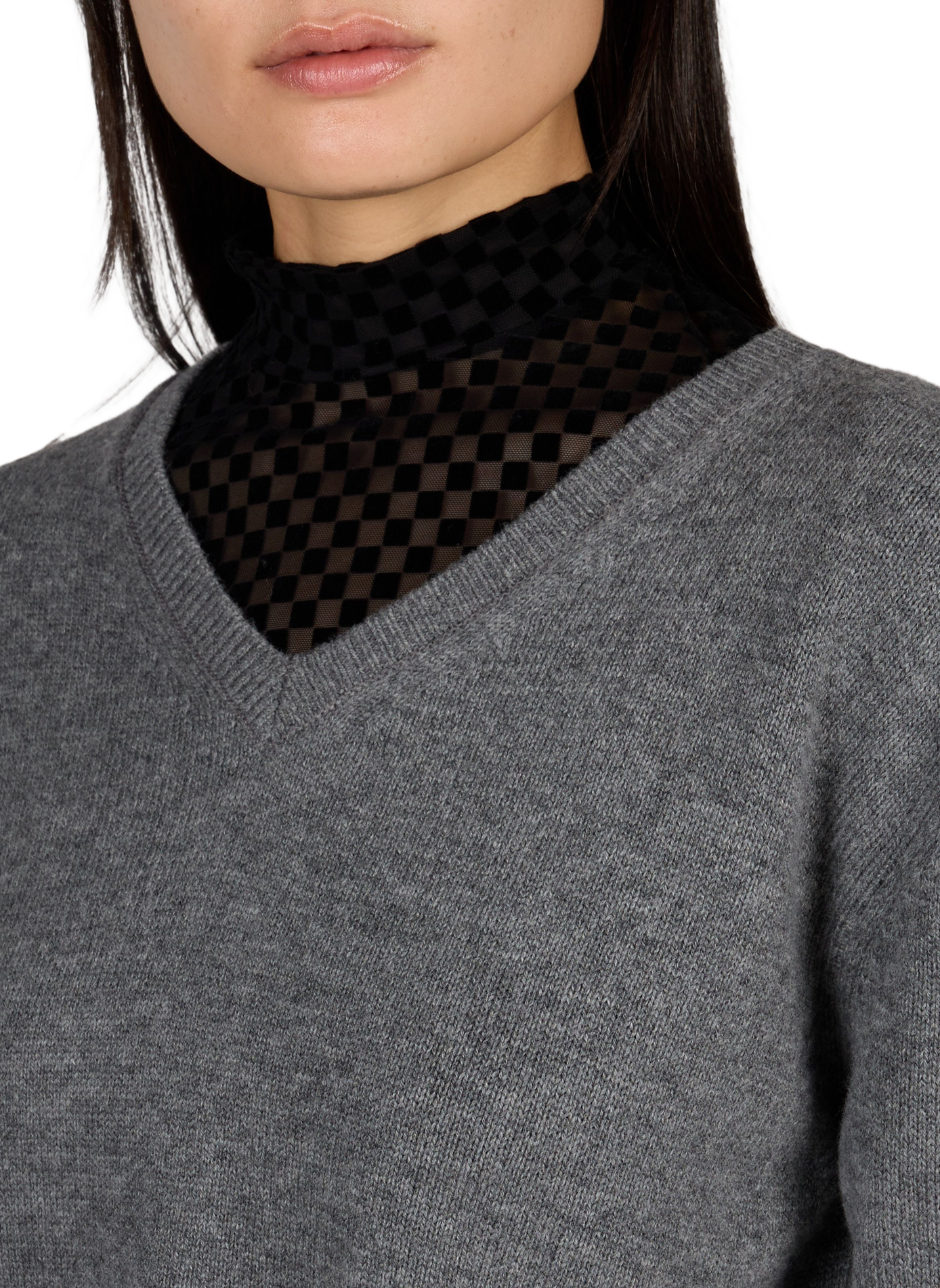 V-neck wool and cashmere oversized sweater DUNST Grey