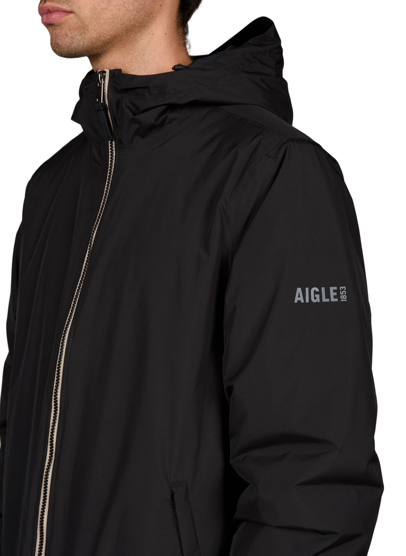 Mid-length parka with oversized hood AIGLE Black