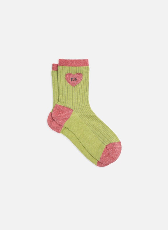Chaussettes en coton peigné coeur Vert by BILLYBELT BILLYBELT Chaussettes en coton peigné coeur Vert