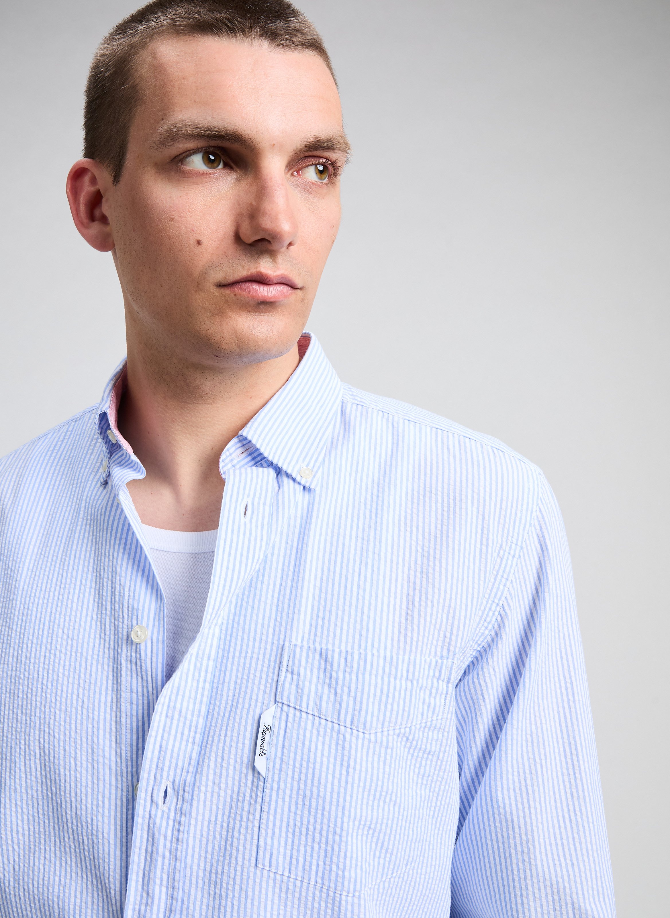 Chemise à rayures en coton FACONNABLE Bleu