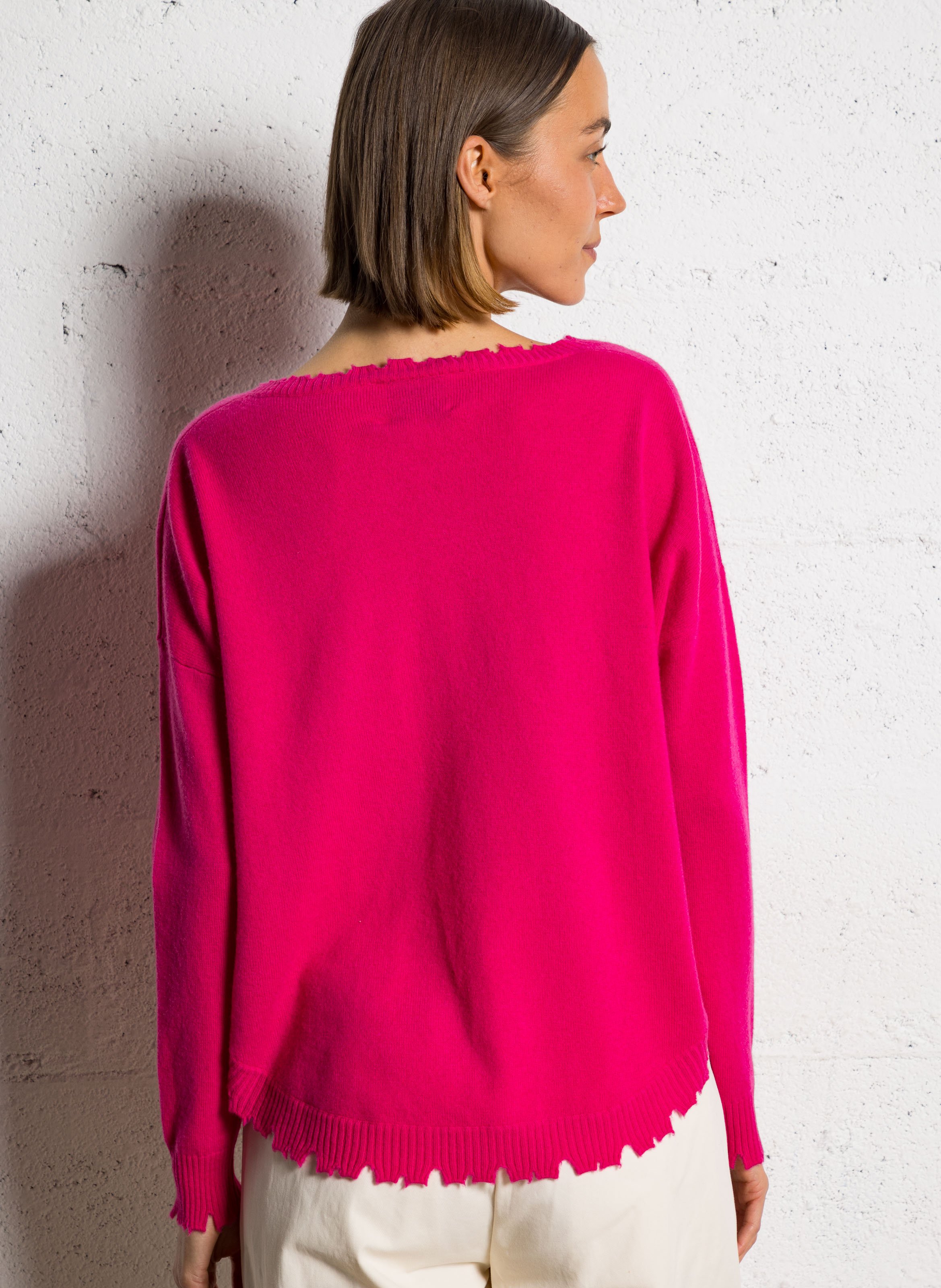 Pull oversize en cachemire maillé mela KUJTEN Rose