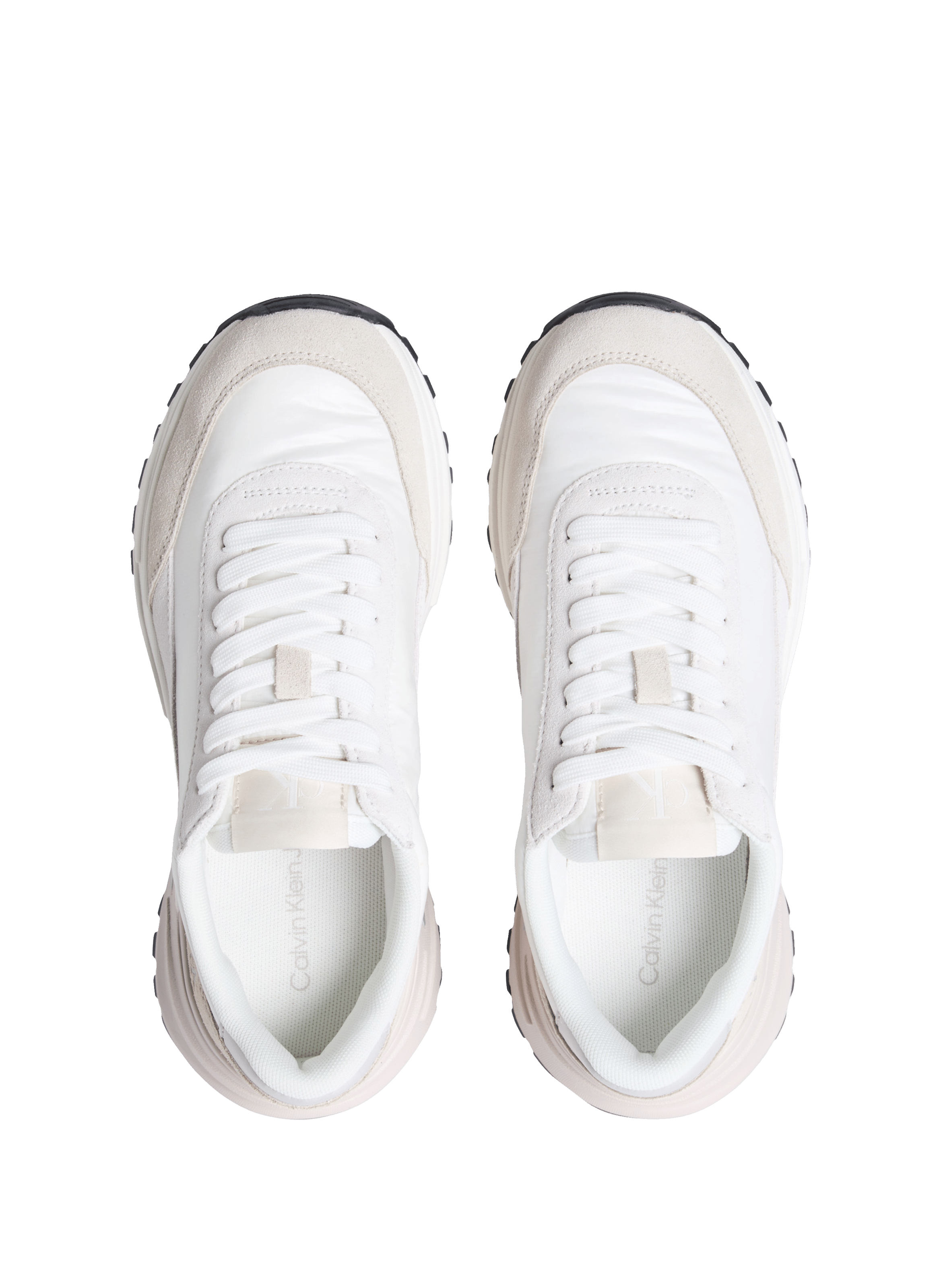 Sneakers with printed logo in suede leather CALVIN KLEIN White