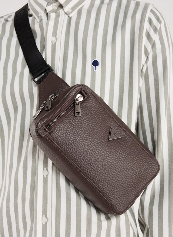 Grained waist bag | Brown by GUESS Grained waist bag Brown