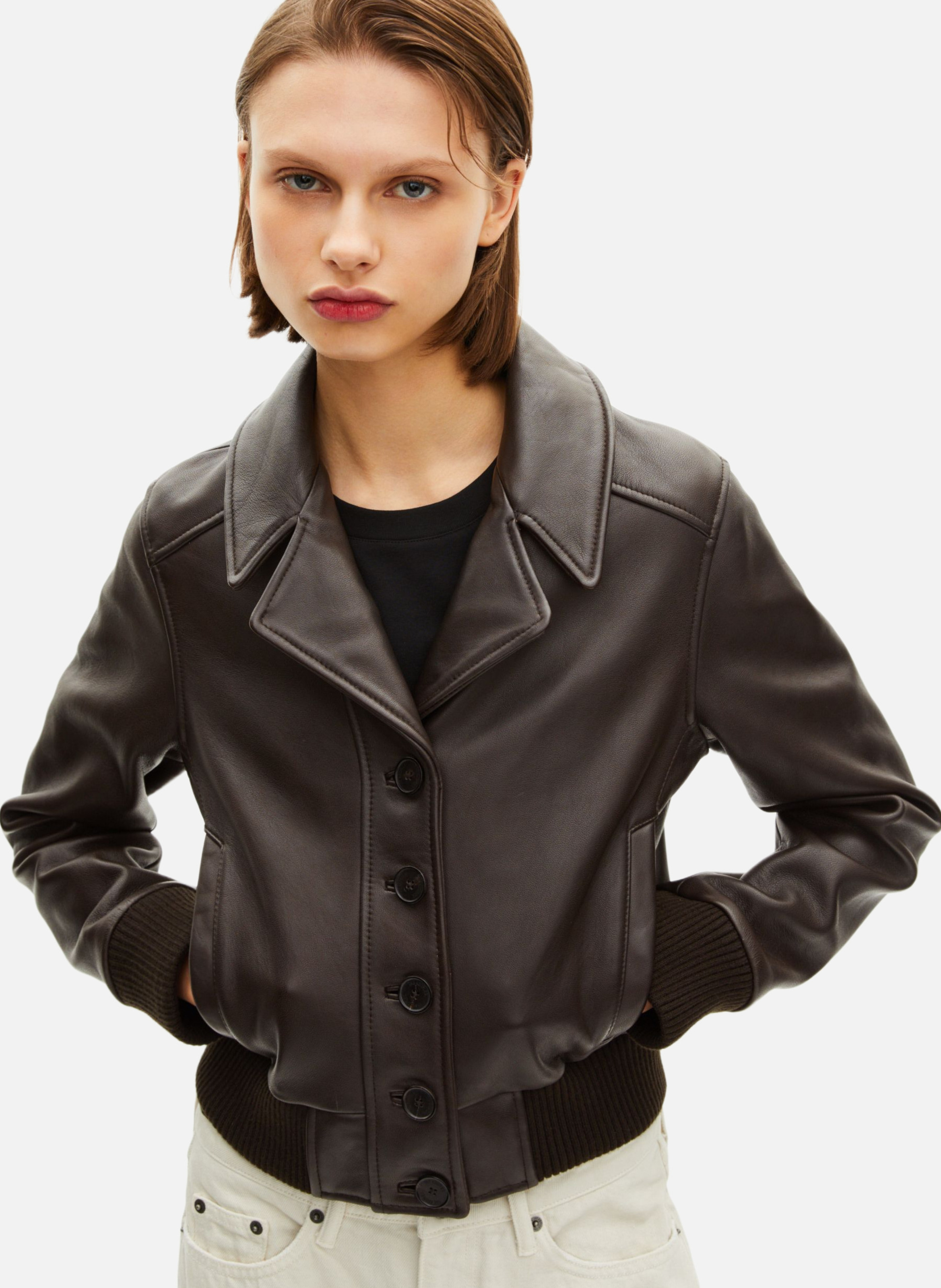 Blouson en cuir THE KOOPLES Marron