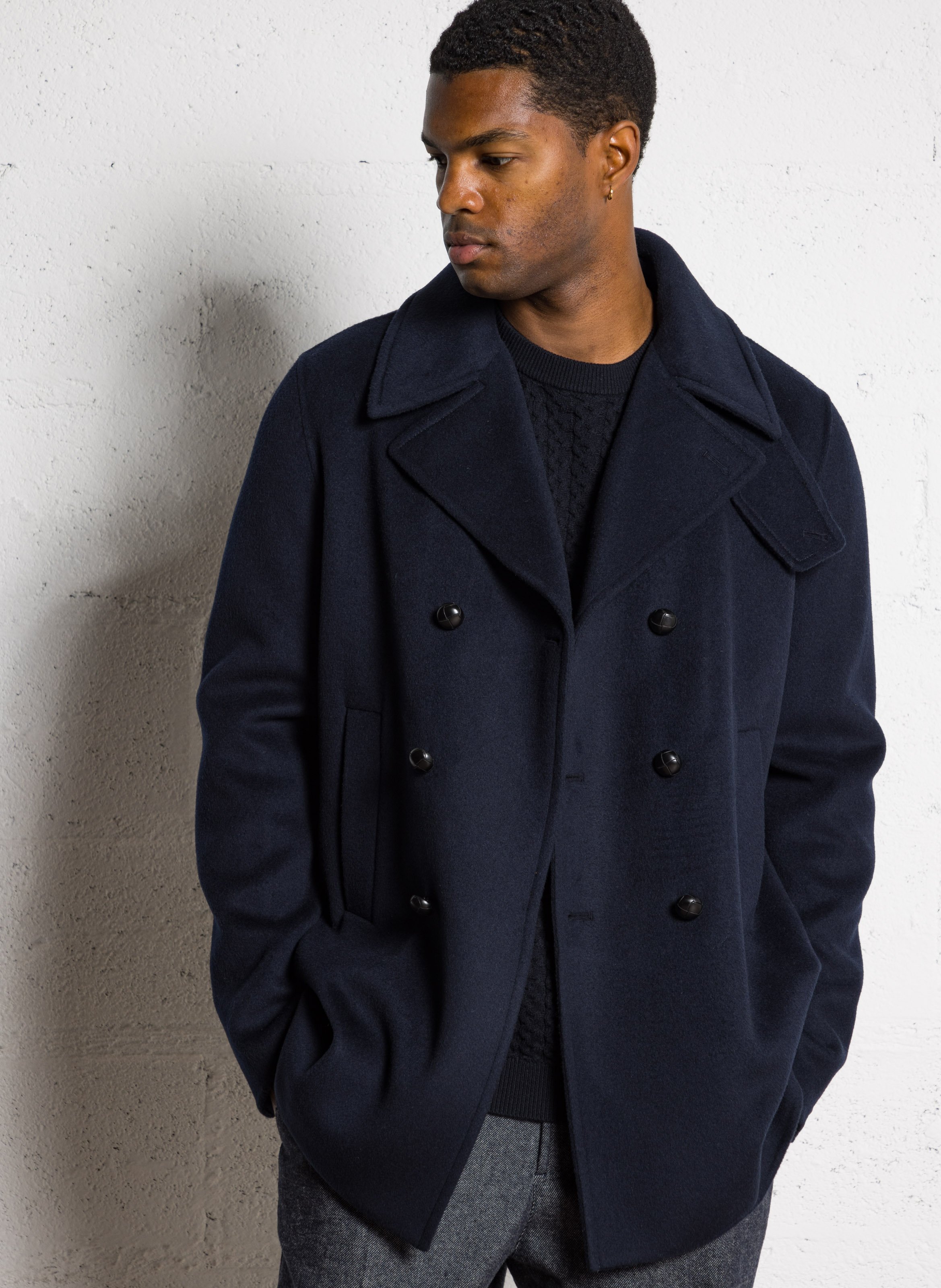 IKKS Manteau col tailleur en laine mélangée Bleu