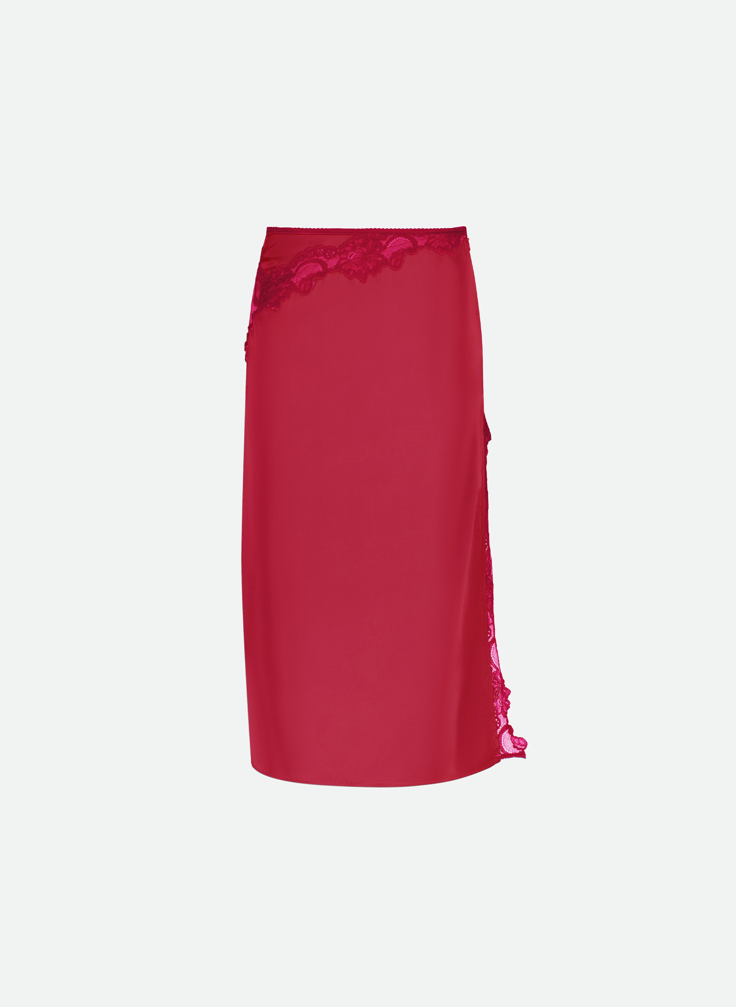 Jupe avec détails en dentelle et fentes latérales VAILLANT Rouge