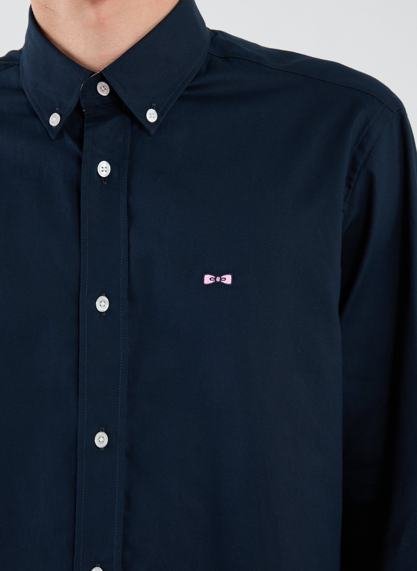 Straight shirt in embroidered pinpoint cotton EDEN PARK Blue