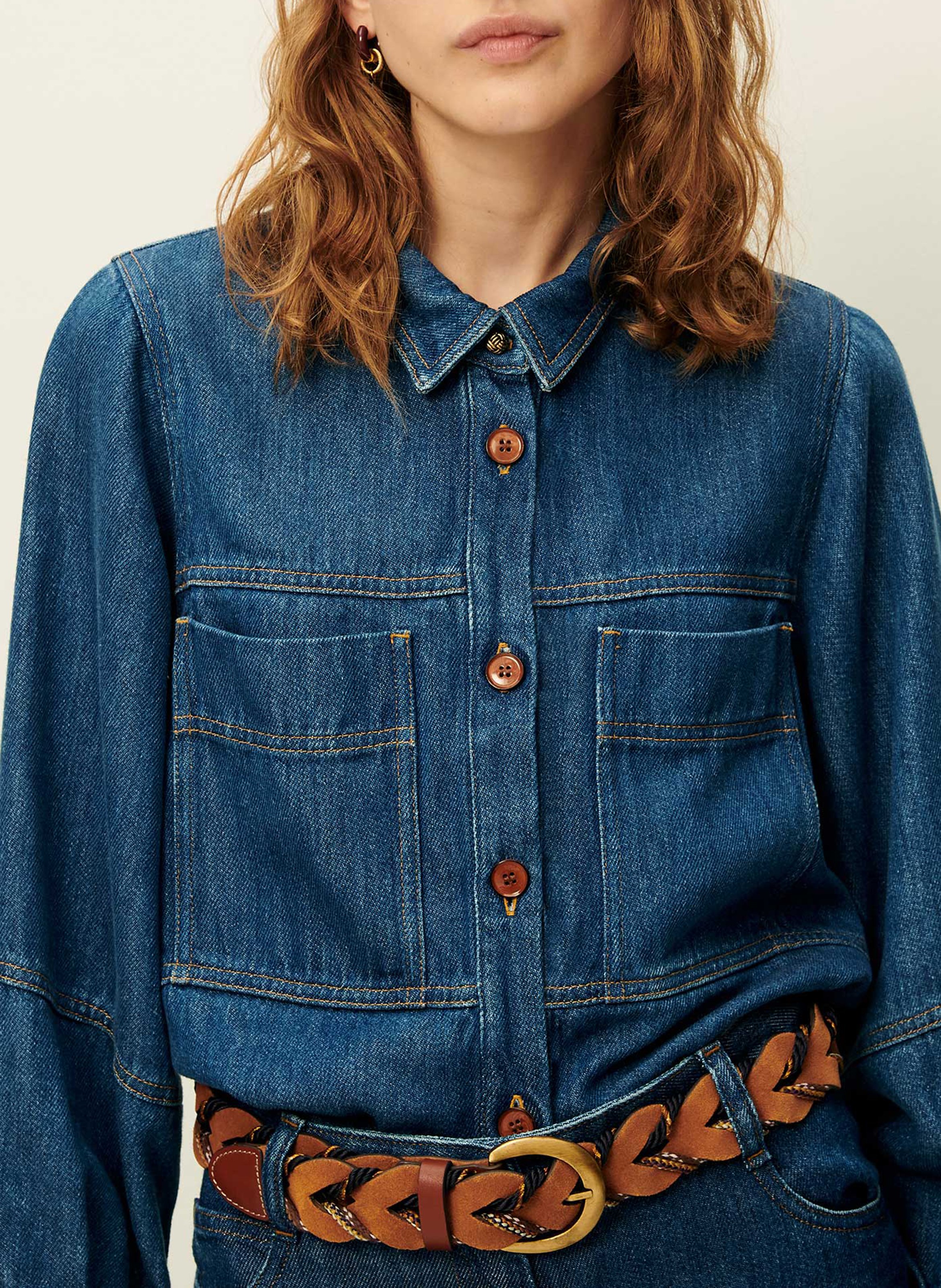 Veste col classique en jean leone SESSUN Bleu