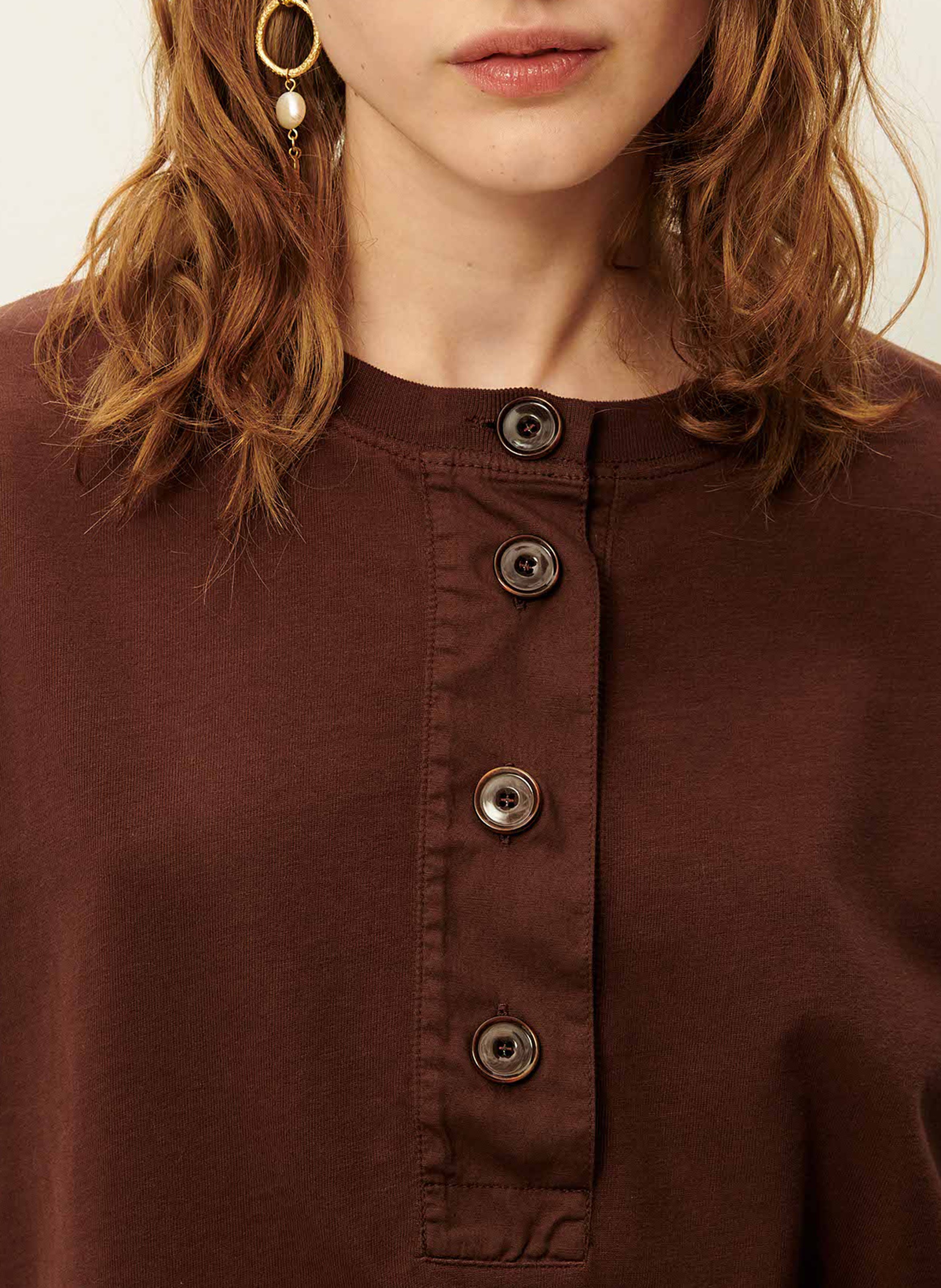 Tee-shirt col rond en coton rodney SESSUN Marron