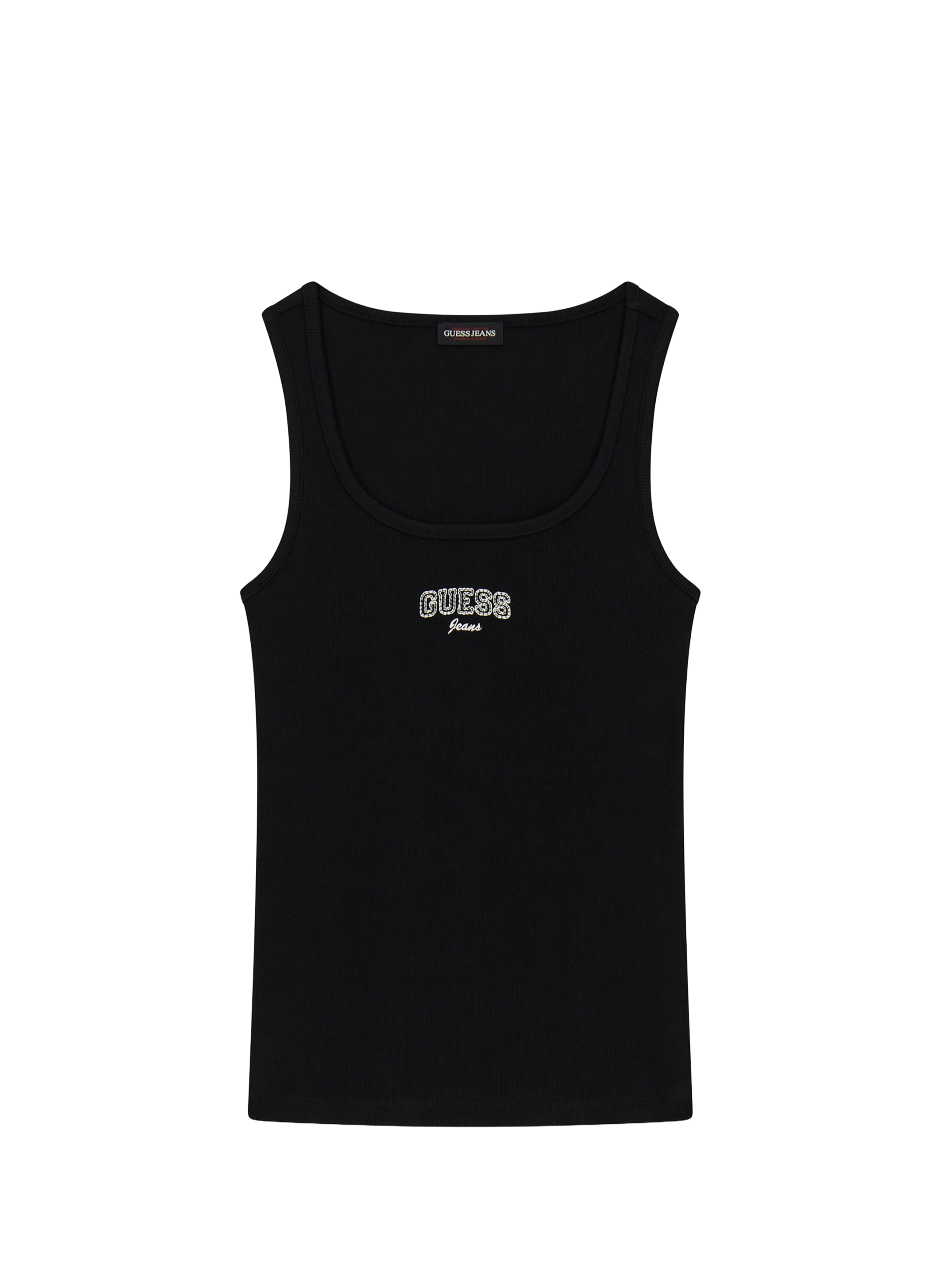 Débardeur en coton mélangé avec logo GUESS Noir