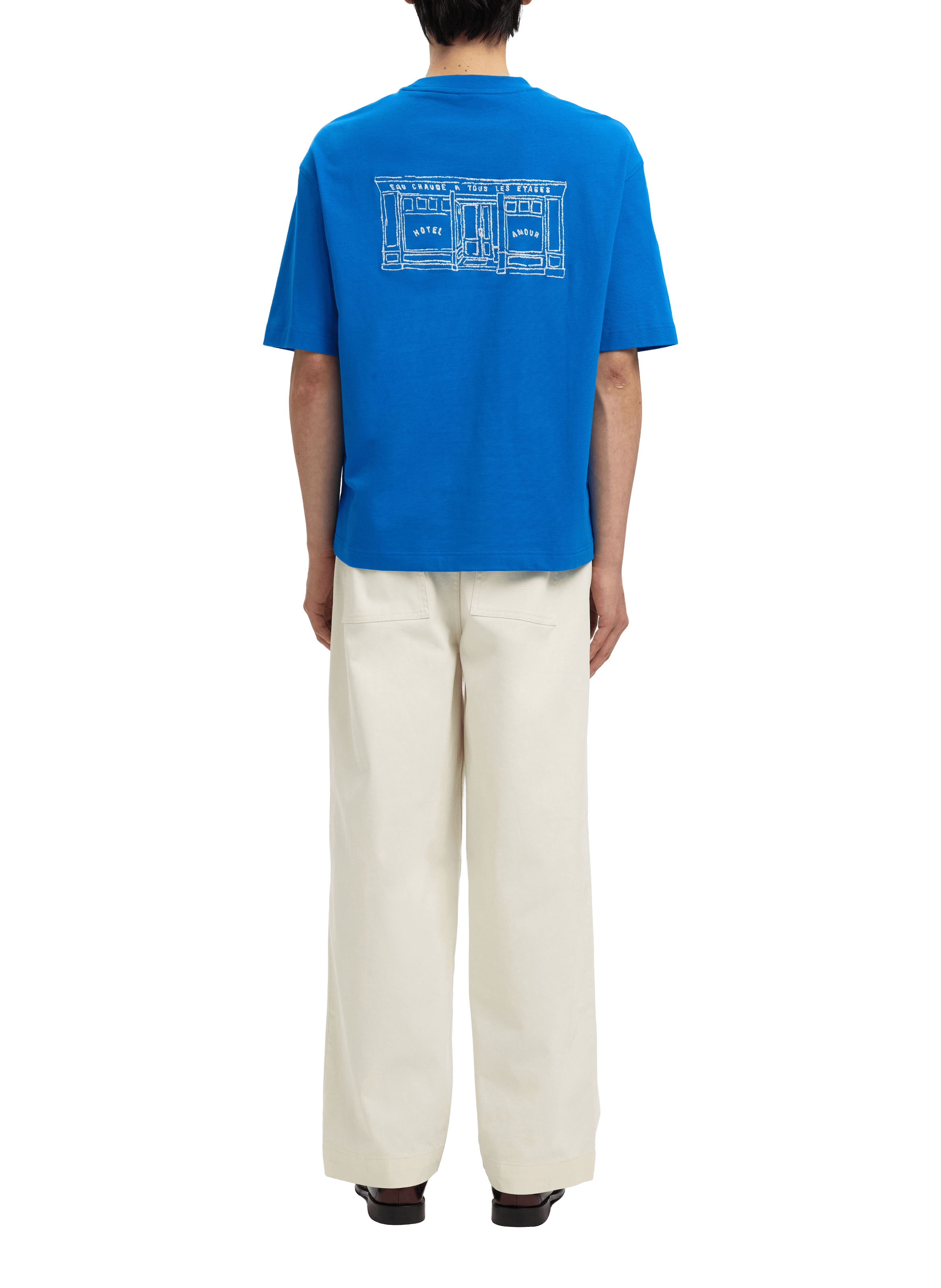 Cotton round-neck T-shirt SELECTED Blue