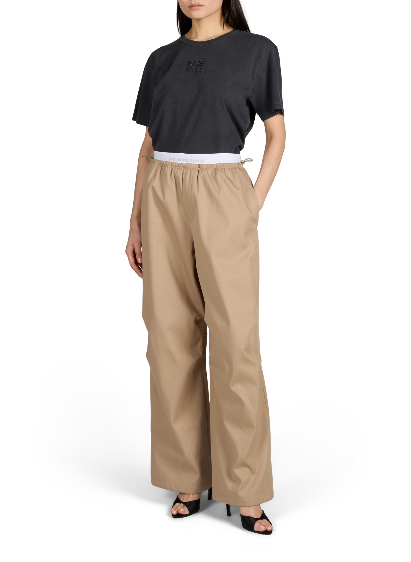Loose-Fit Cotton Blend Trousers ALEXANDER WANG Brown