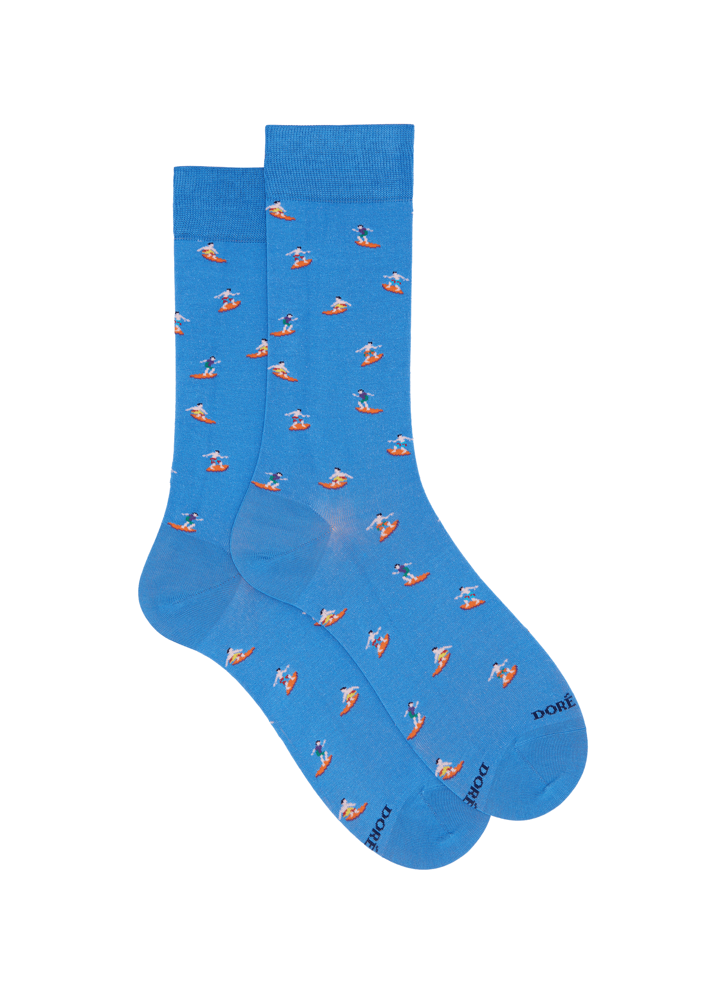 Mid-calf socks sailboats in blended cotton DORÉ DORÉ Blue