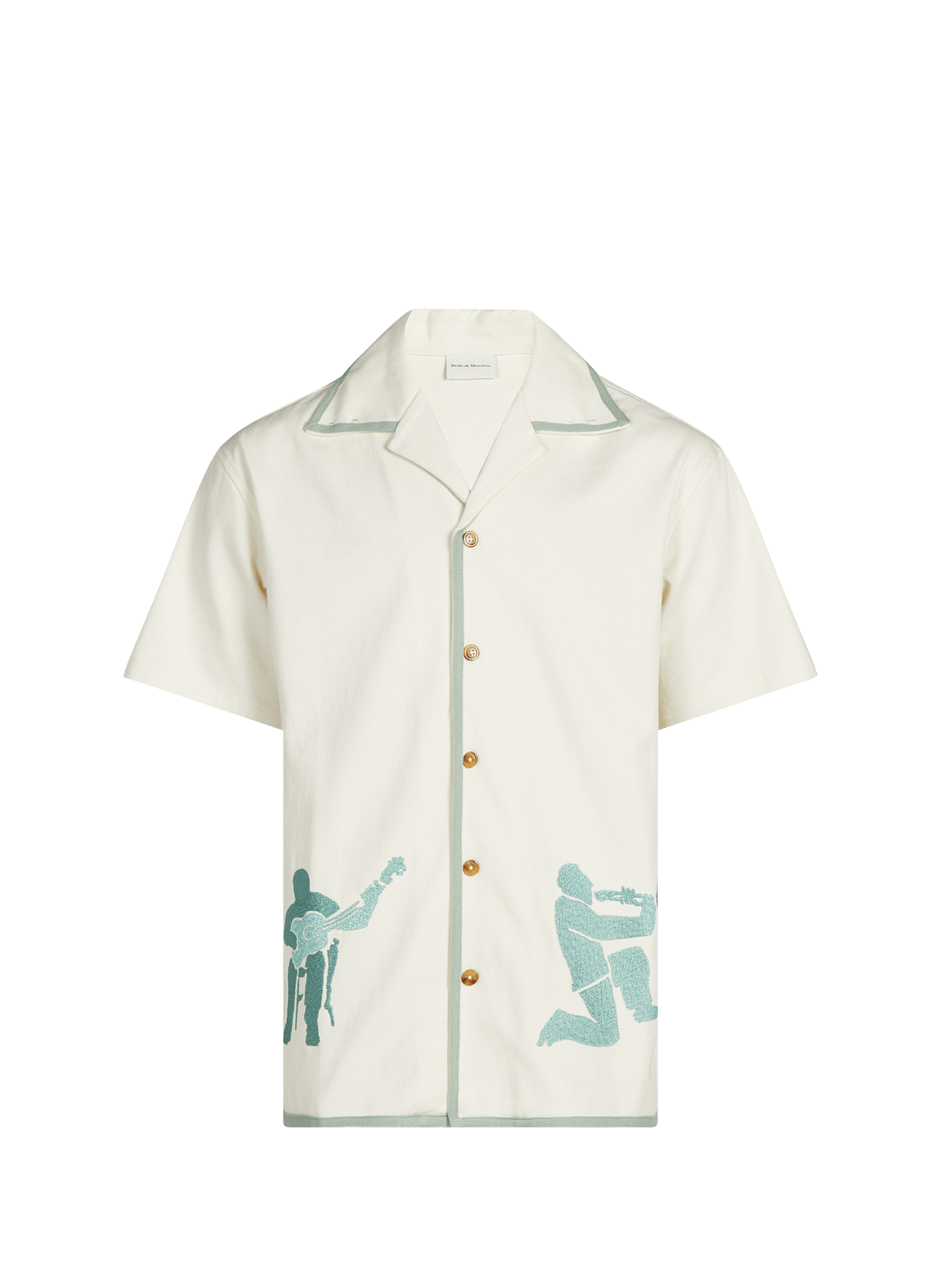 Chemise droite brodée en coton DROLE DE MONSIEUR Beige