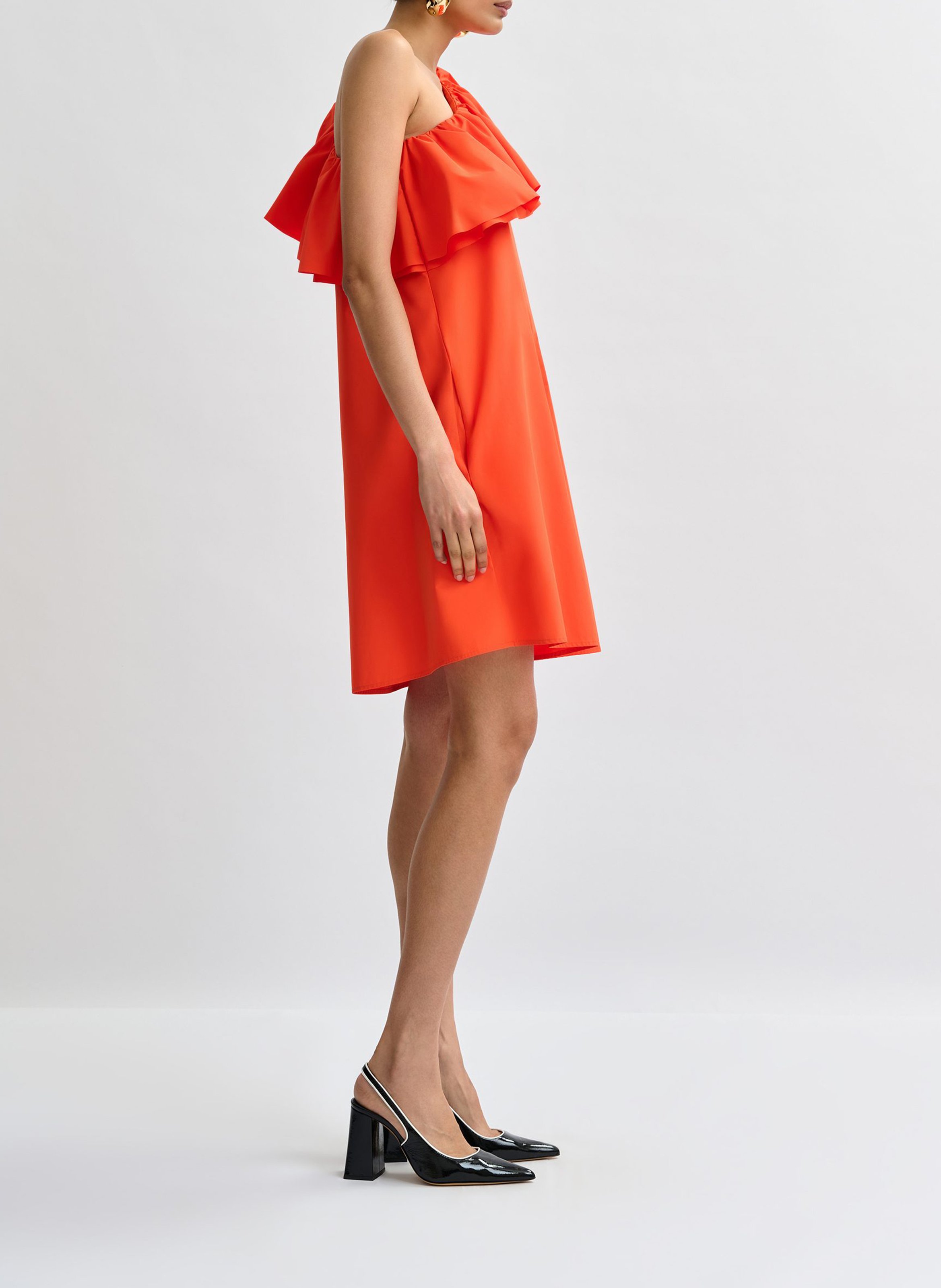 Robe courte col asymétrique juicer ESSENTIEL ANTWERP Orange
