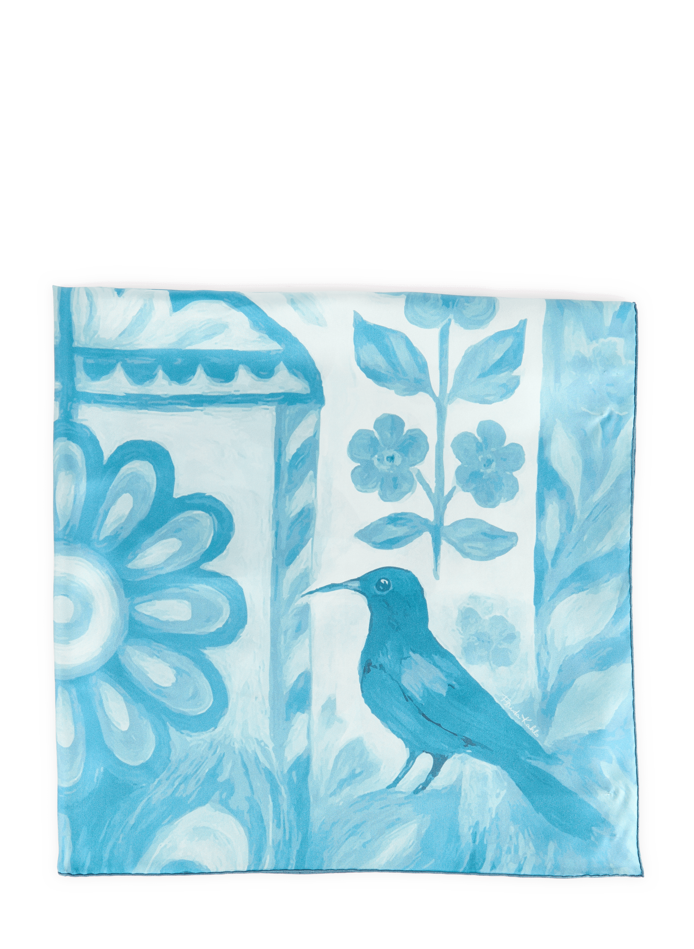 Carré de soie imprimé PETRUSSE Bleu