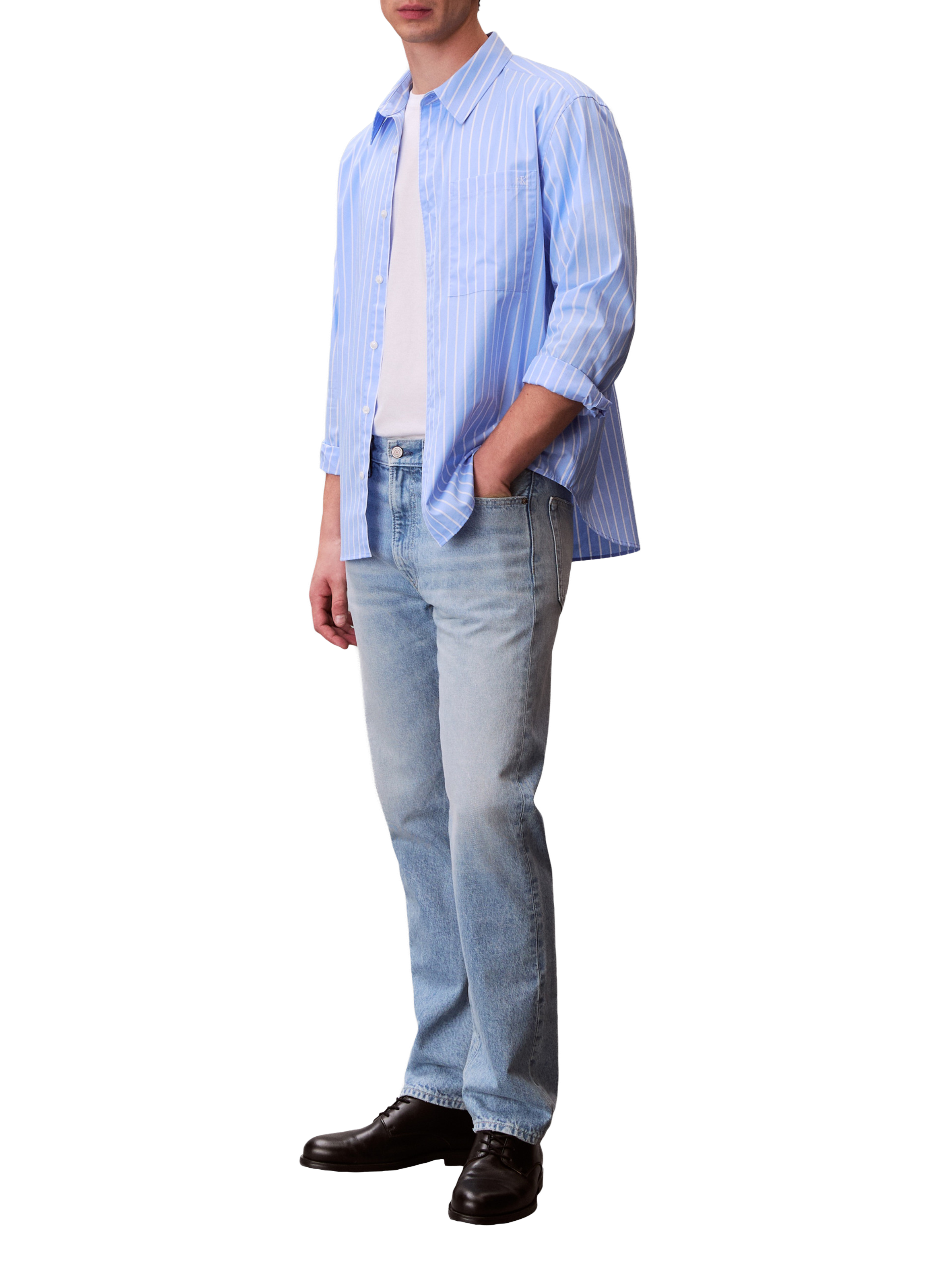 Straight leg washed denim jeans CALVIN KLEIN Blue