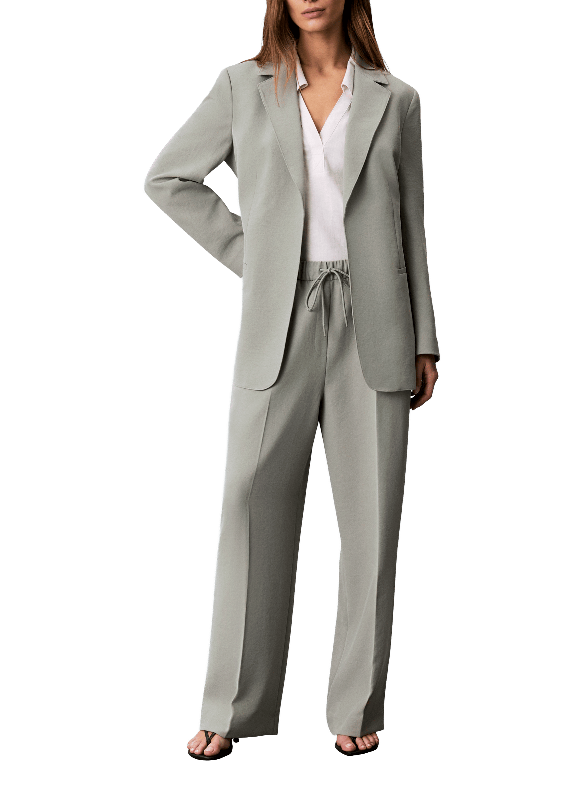 Pantalon en sergé avec cordon de serrage CALVIN KLEIN Gris