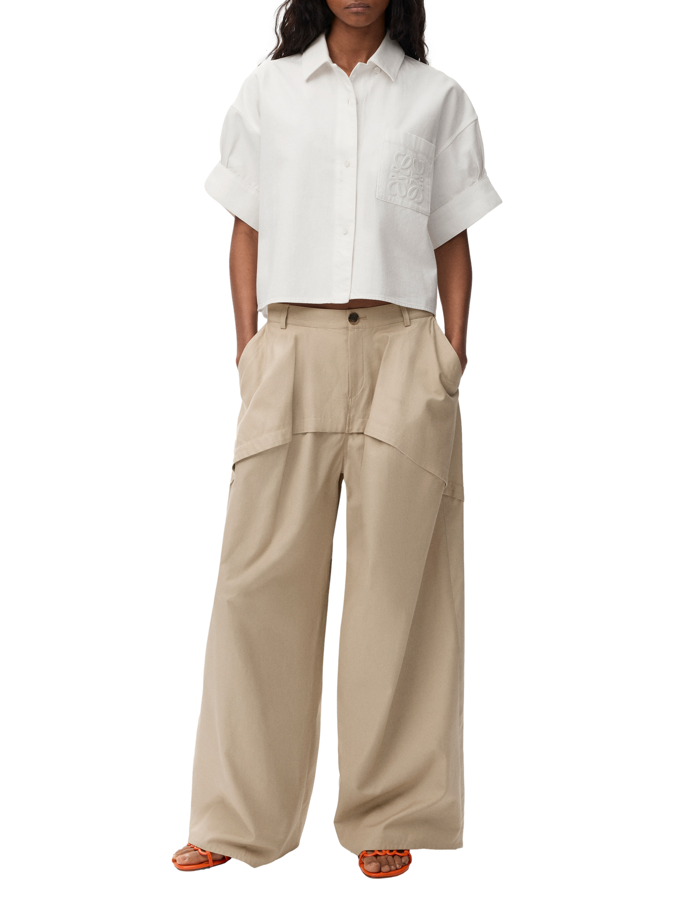 Asymmetrical cotton pants LOEWE Beige