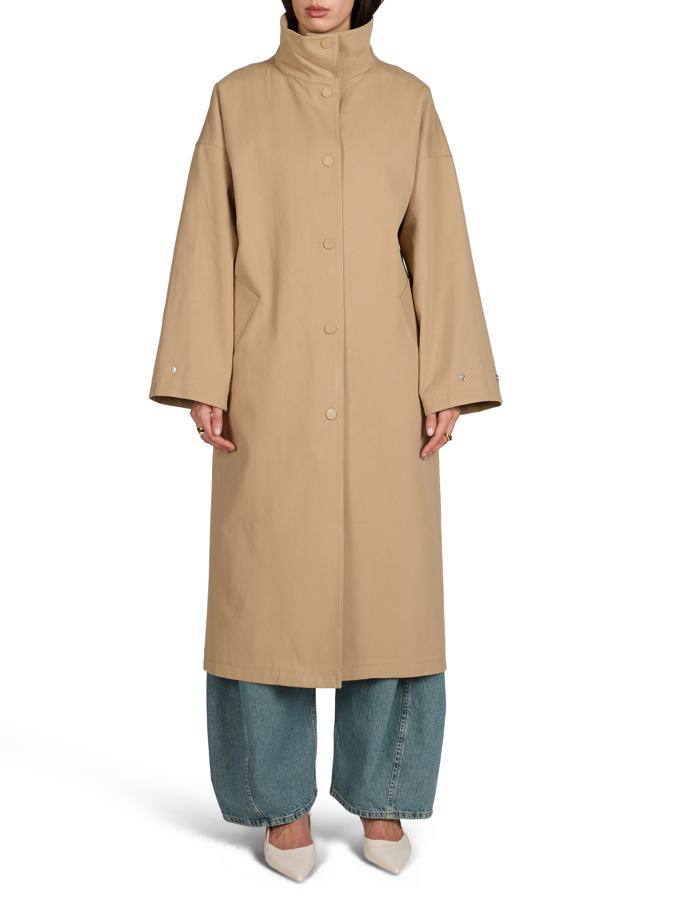 Oversized cotton trench coat TOPSHOP Beige