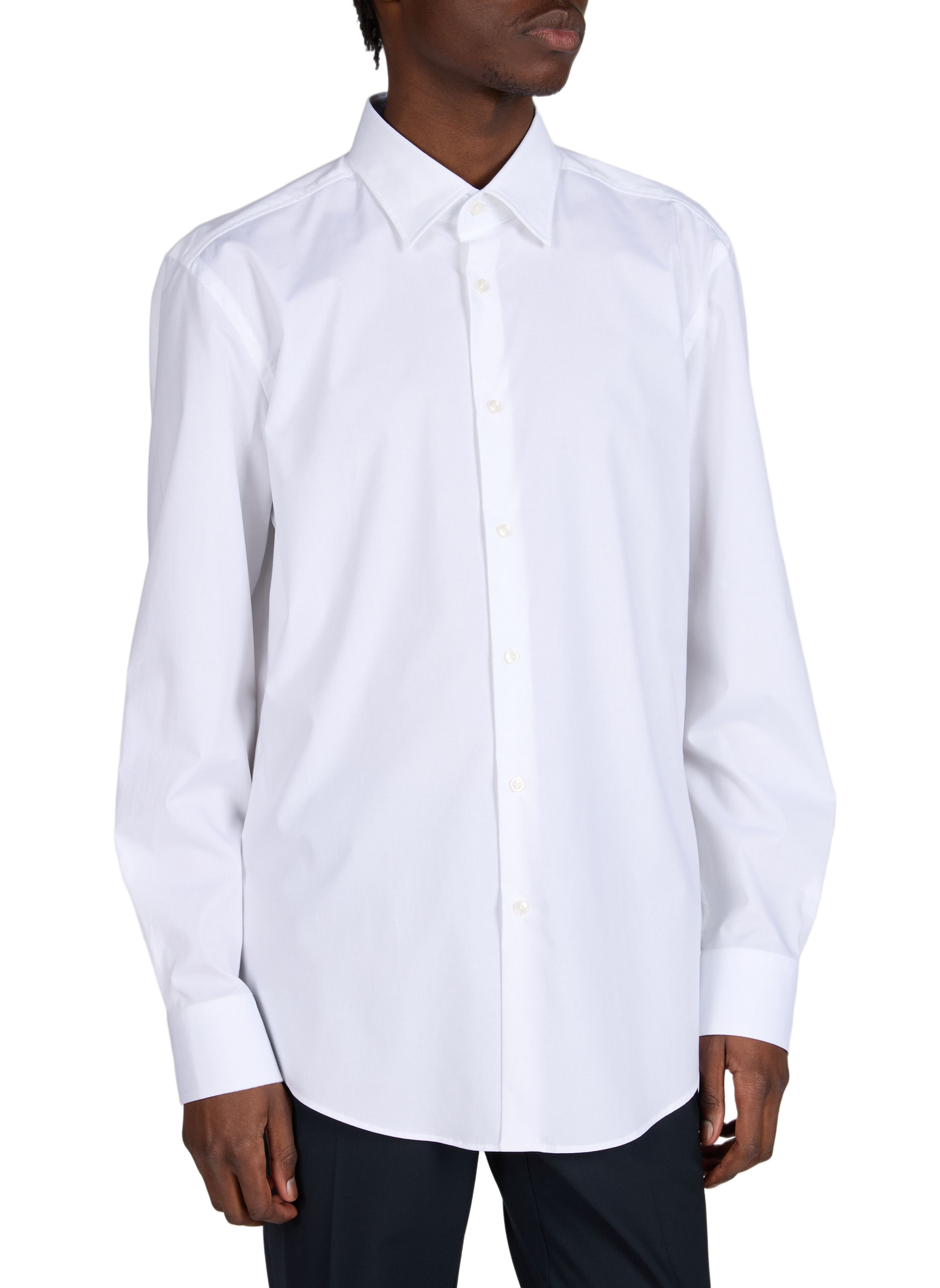 Chemise unie en coton mélangé  BOSS Blanc
