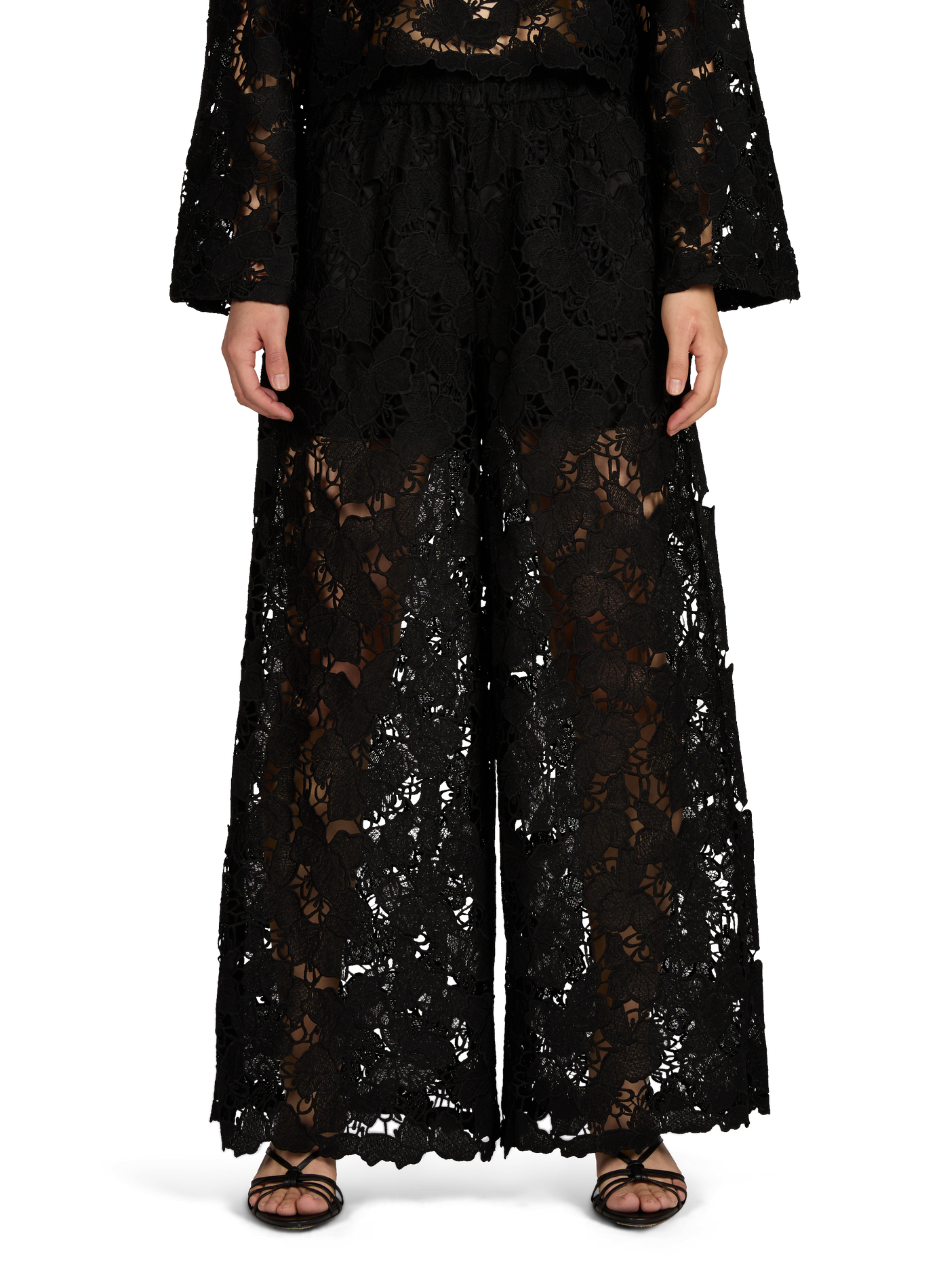 Wide-leg lace pants VILA Black