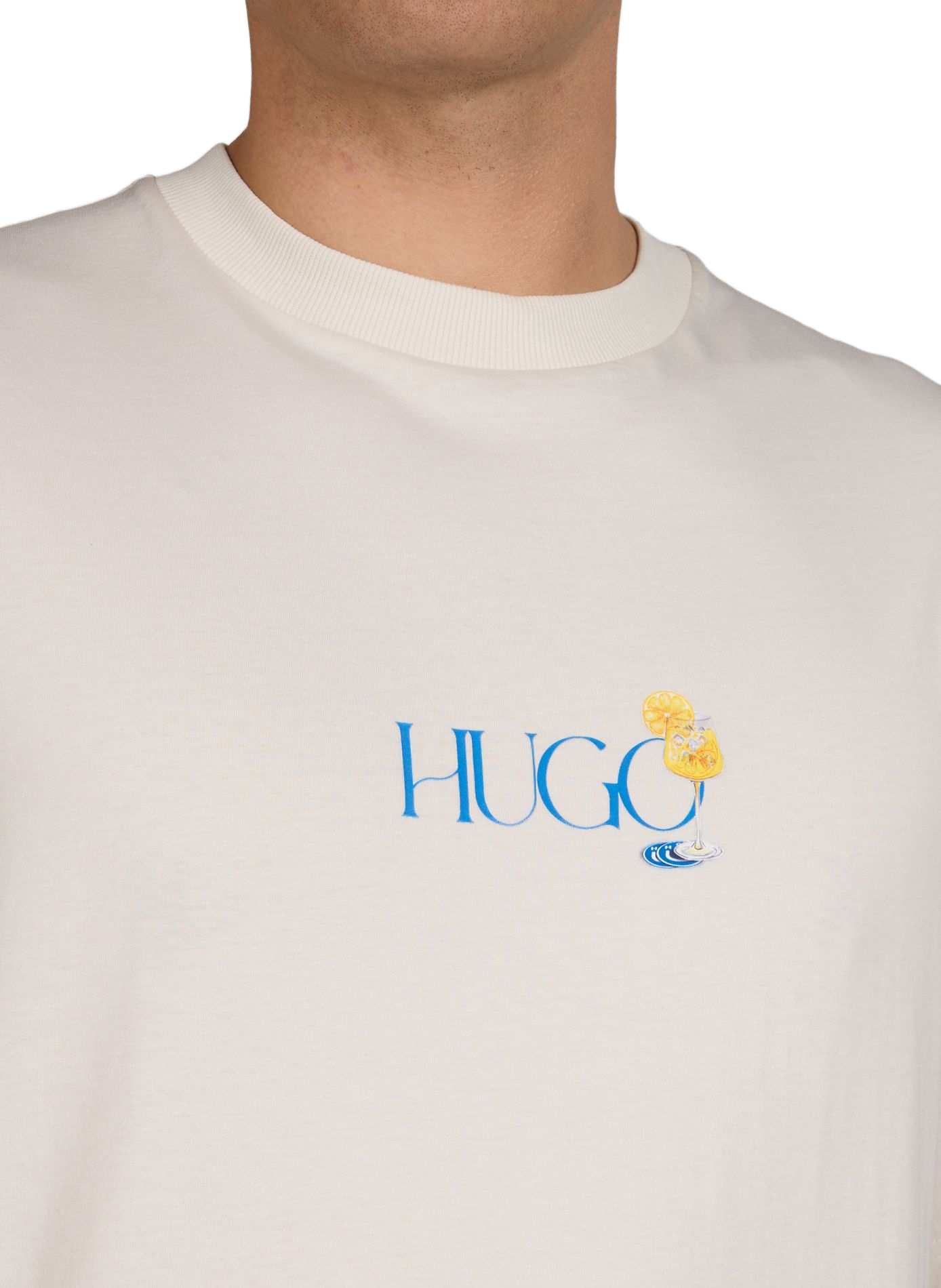 Biker-style cotton t-shirt HUGO BLUE White