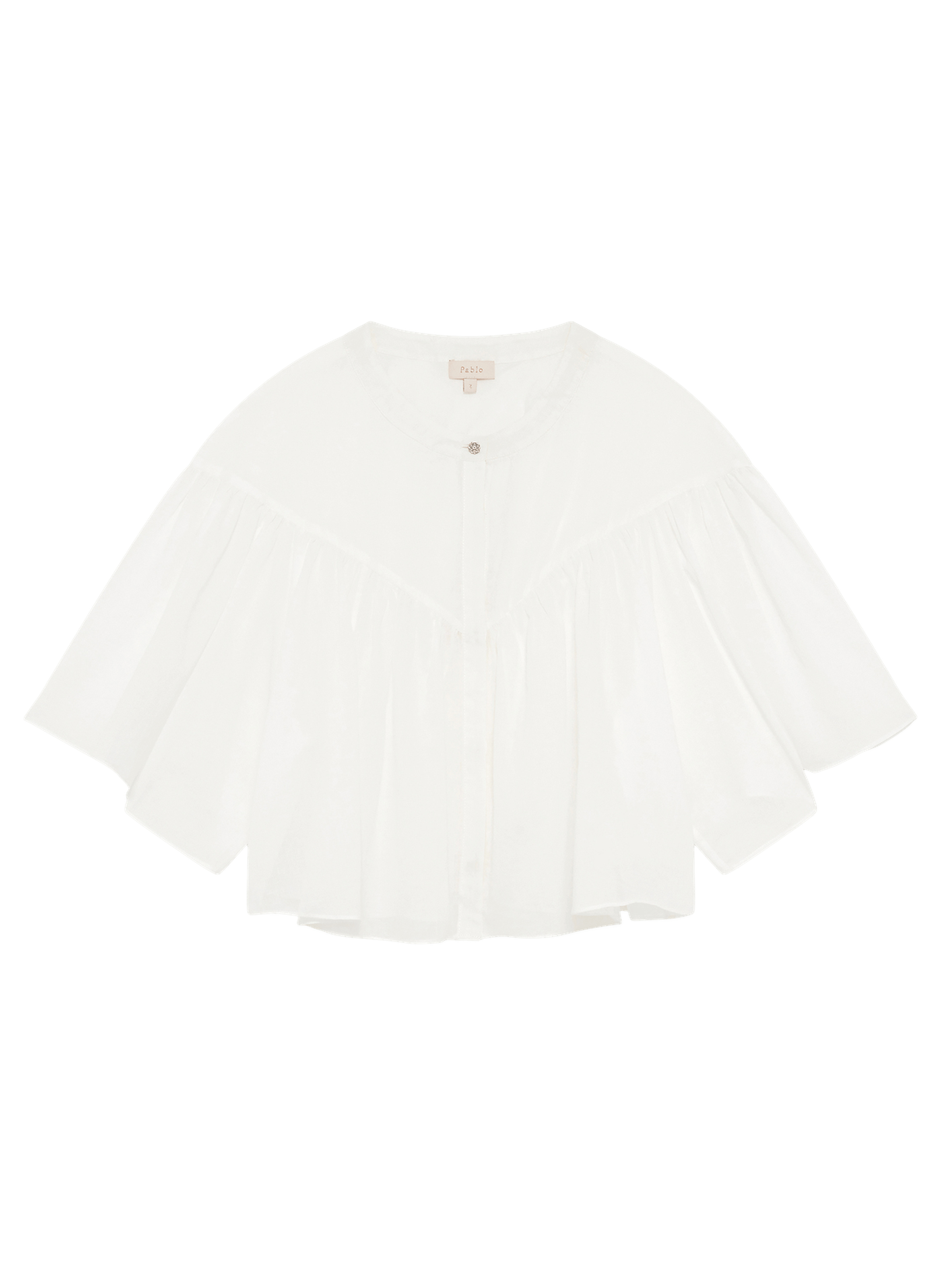 Chemise courte à volants en coton - clary PABLO Beige