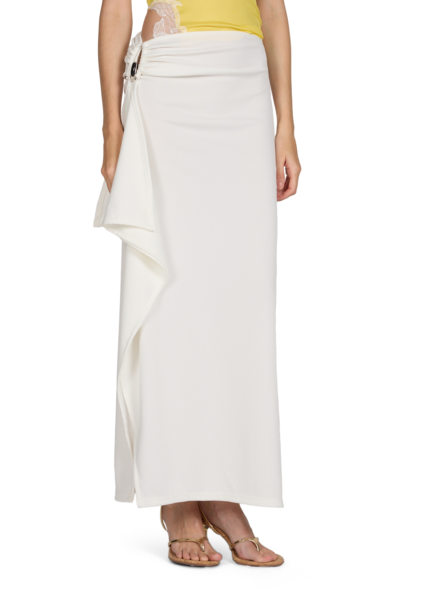 Crystal Asymmetric Skirt in Ribbed Jersey CHRISTOPHER ESBER White