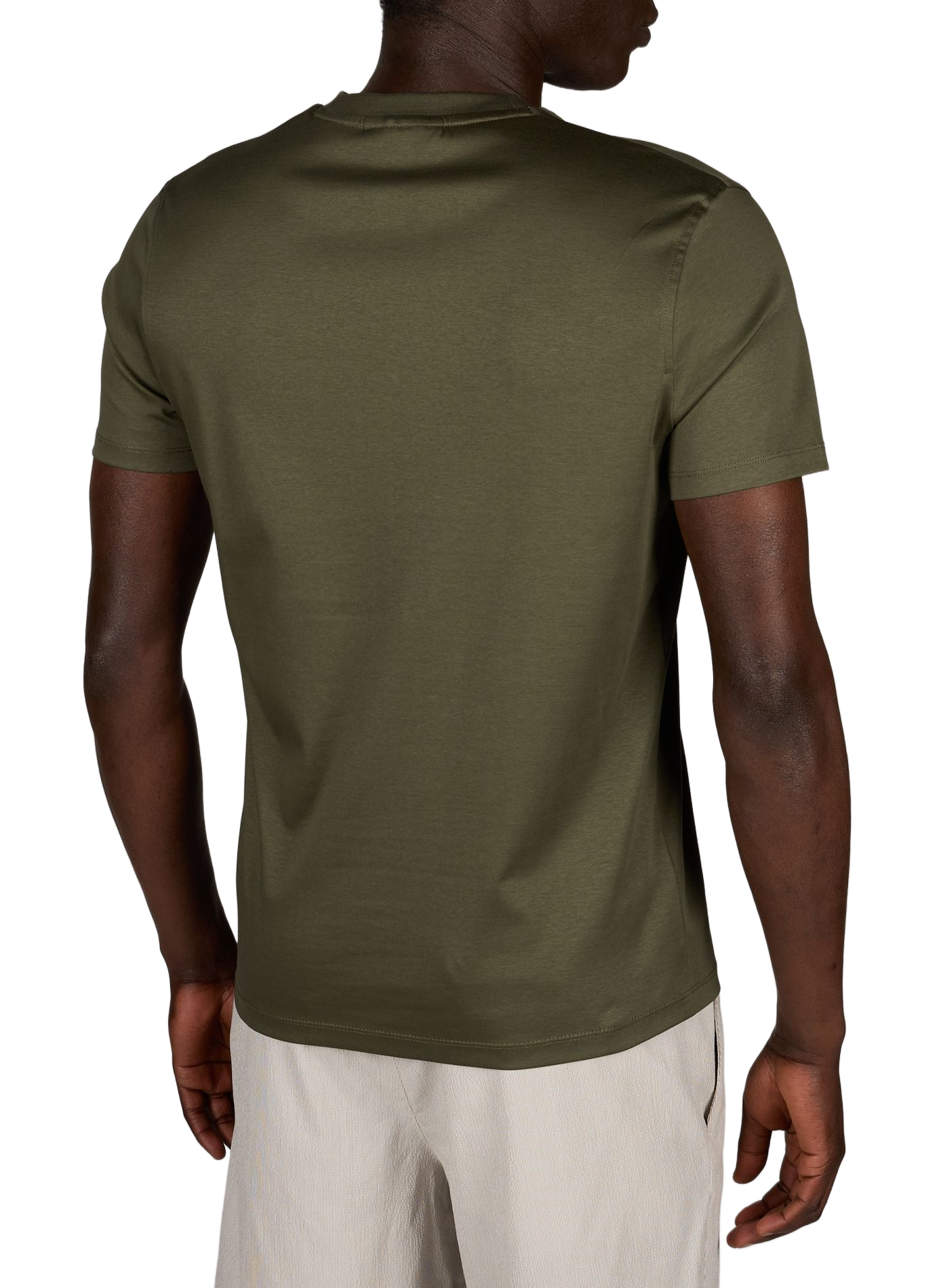 Plain round neck cotton T-shirt STRELLSON Khaki