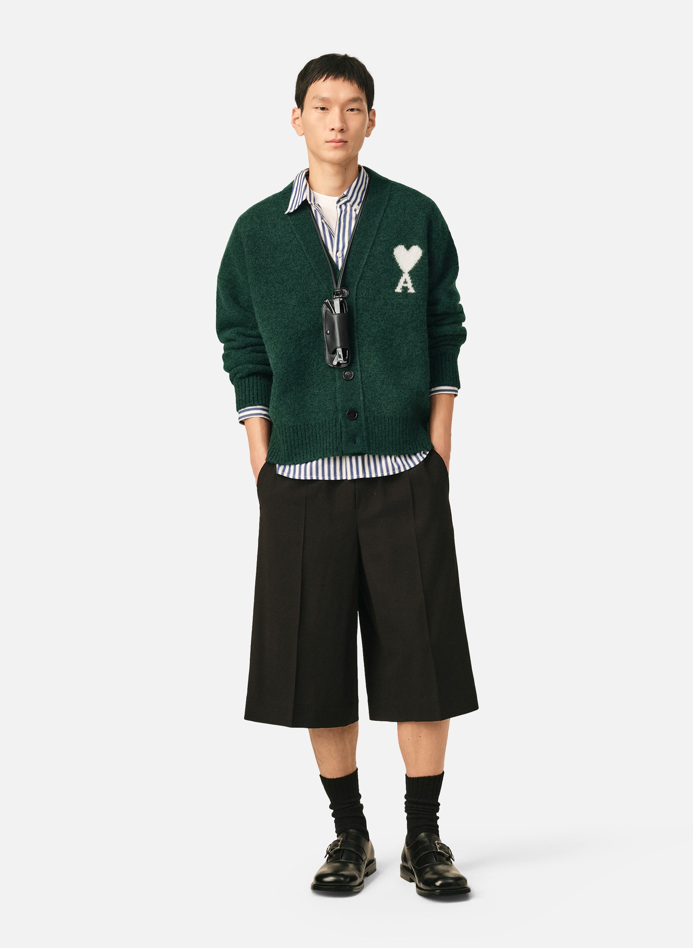 Cardigan unisexe en alpaga ami de coeur AMI PARIS Vert