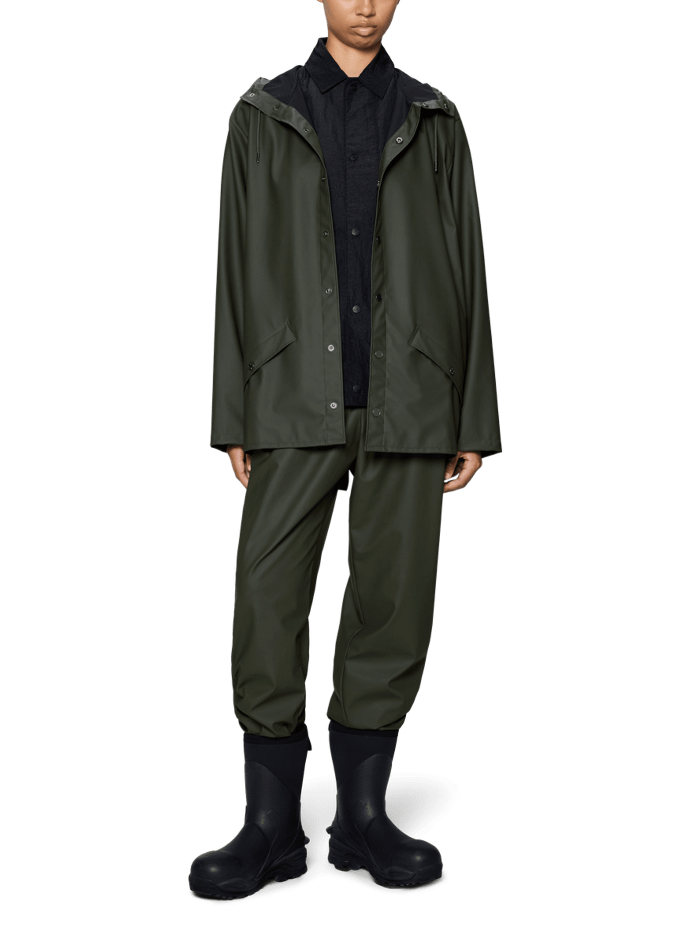 Hooded raincoat RAINS Green