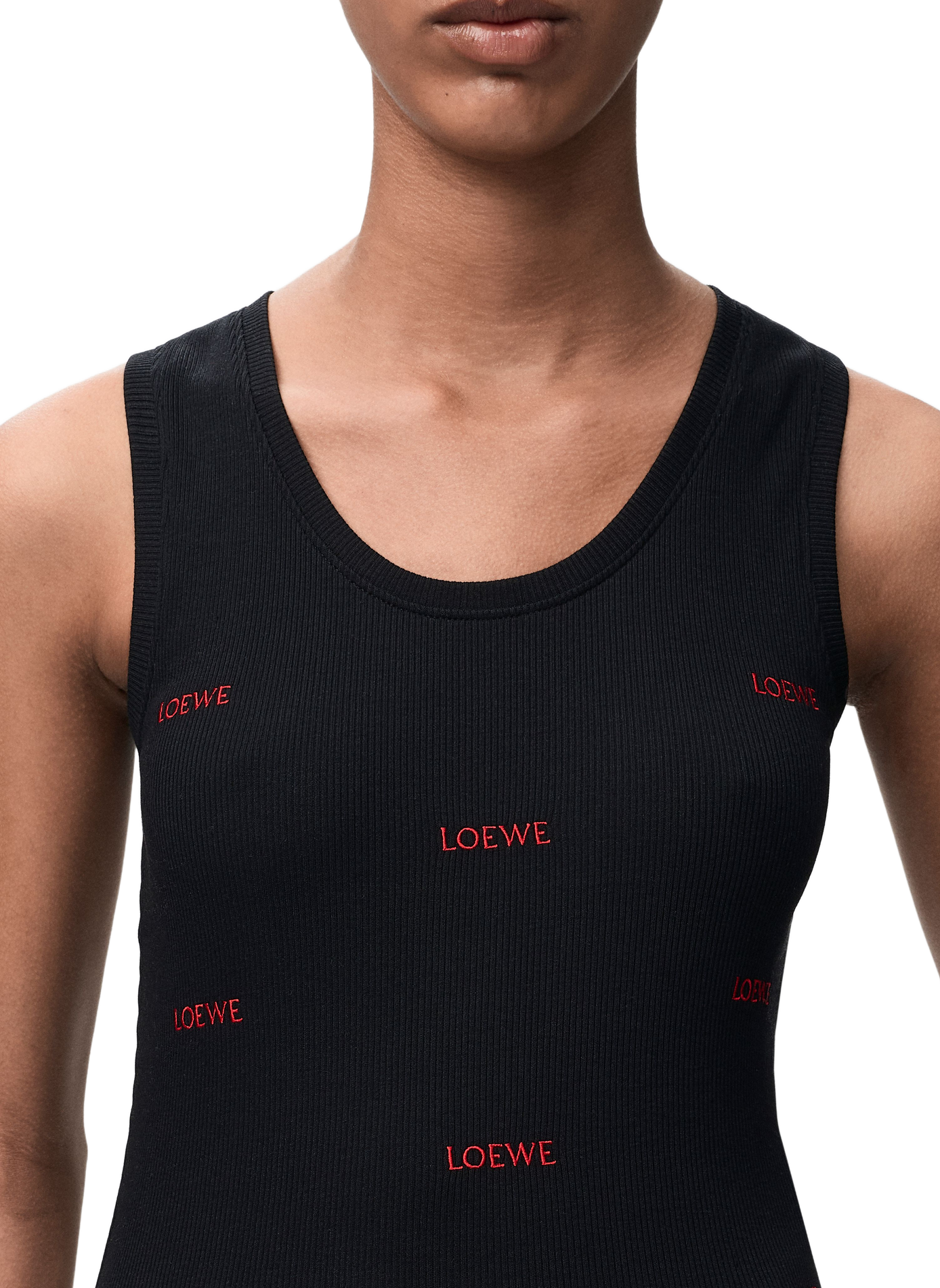 Débardeur à logo brodé en coton stretch LOEWE Noir