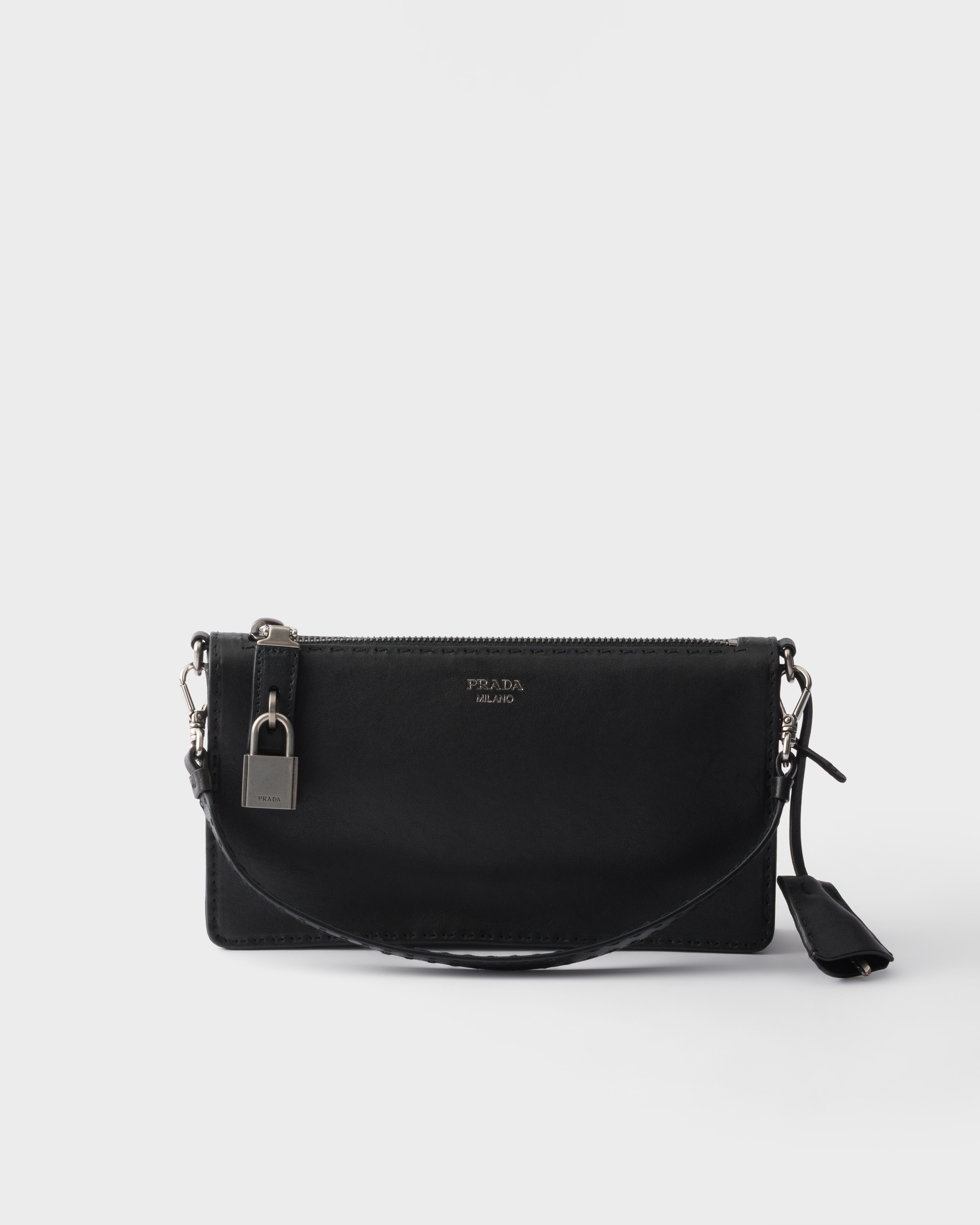 Pochette en cuir vieilli PRADA Noir