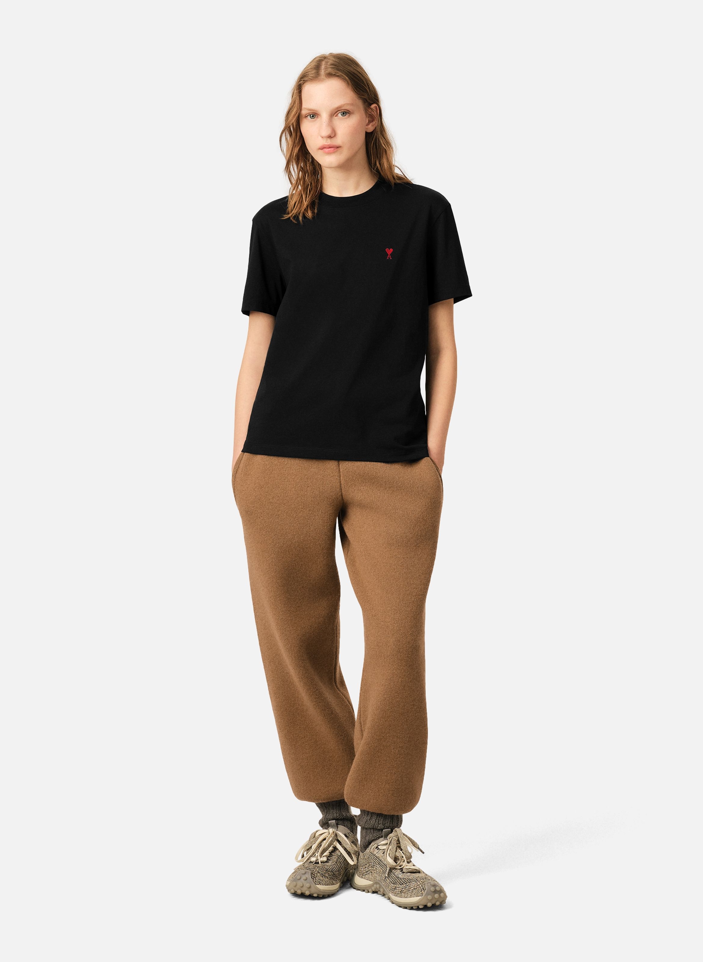 T-shirt ami de coeur rouge unisexe AMI PARIS Noir