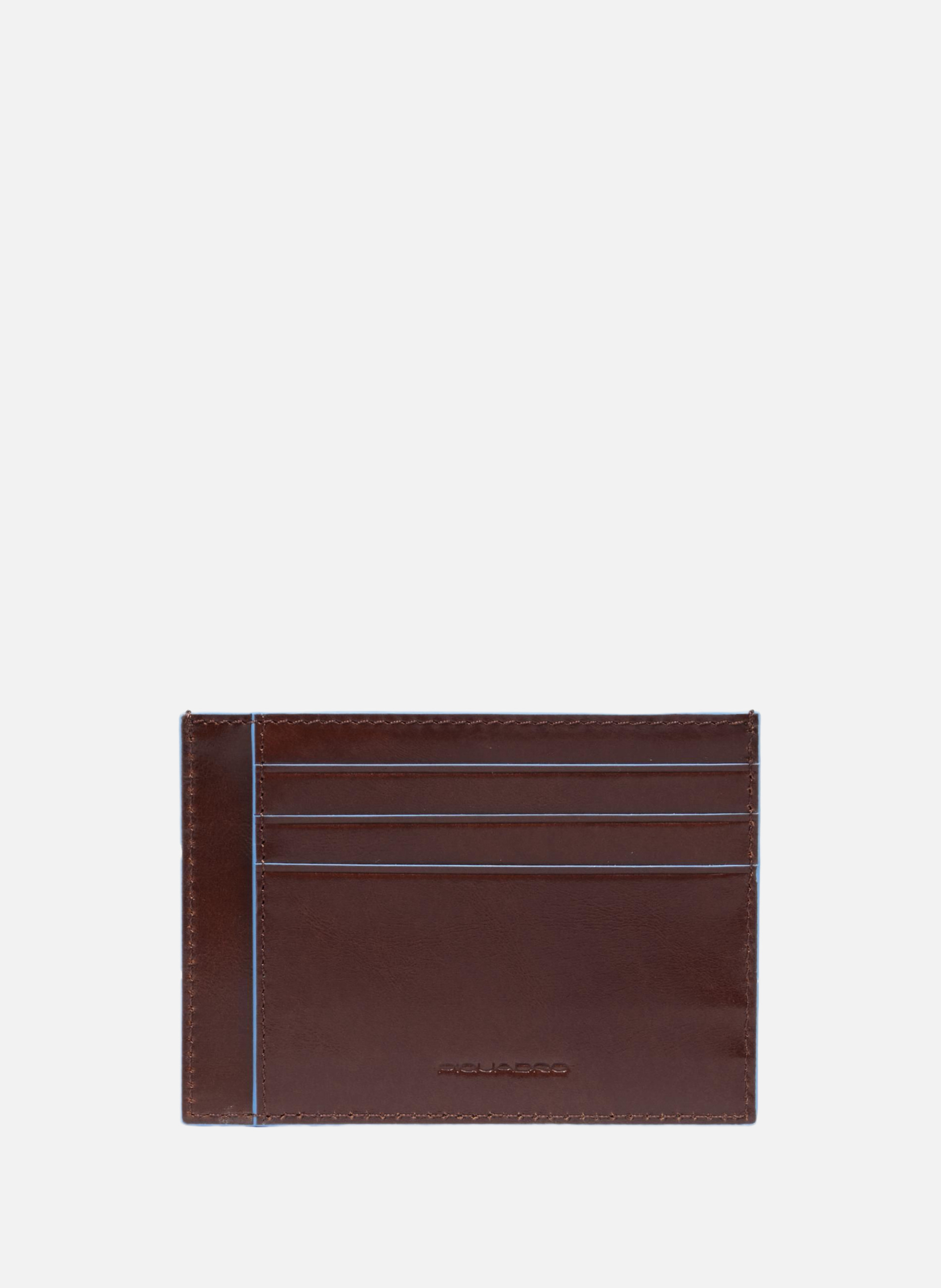 Porte-cartes de crédit homme fin en cuir PIQUADRO Marron